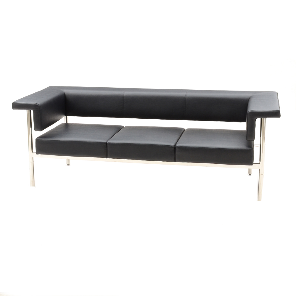 Black Vinyl Modern Sofa
