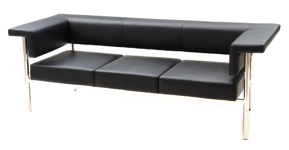 Black Vinyl Modern Sofa