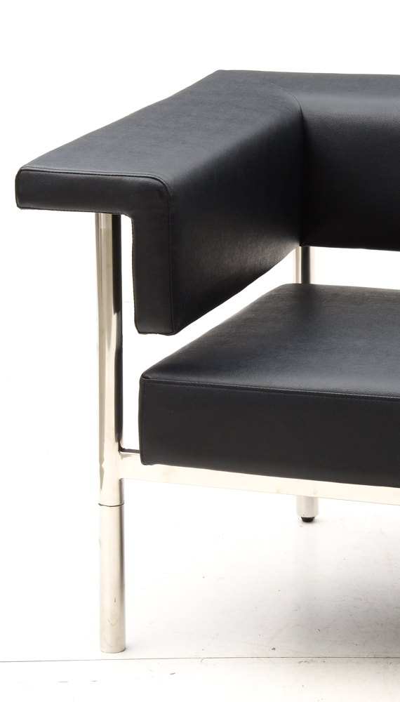 Black Vinyl Modern Sofa