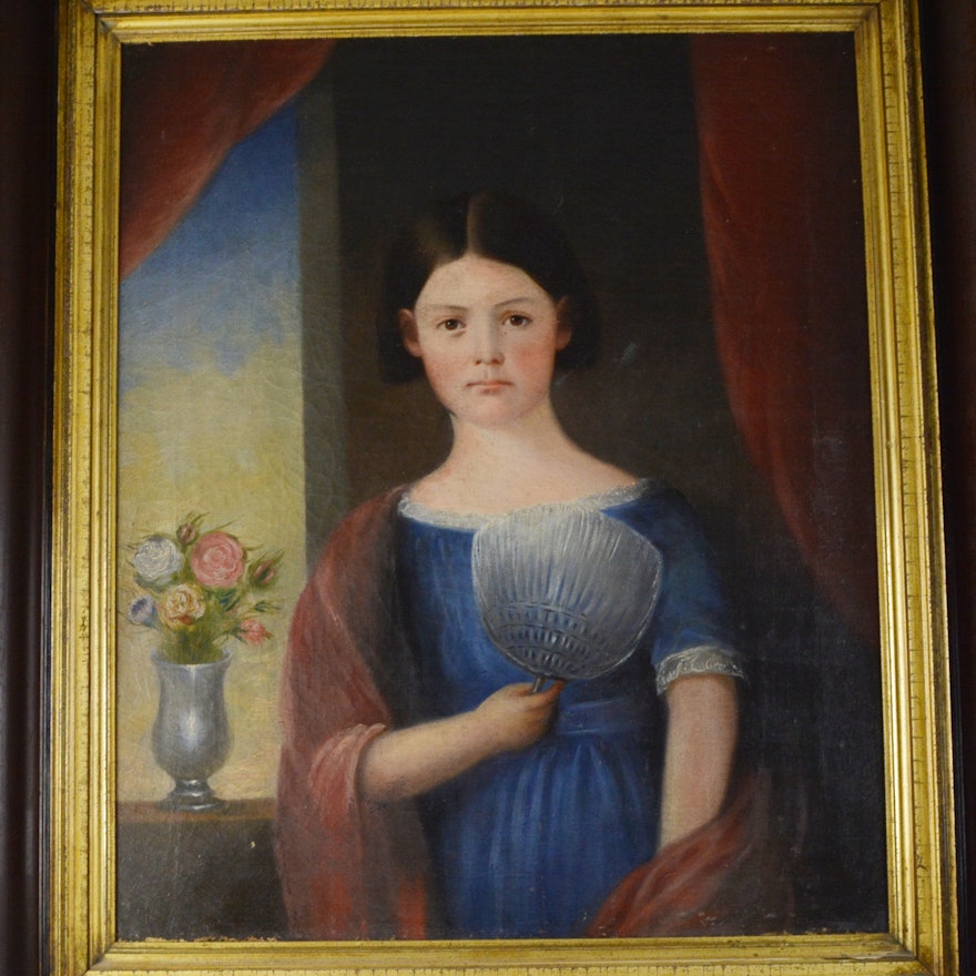 Original Oil Painting Portrait of Young Woman