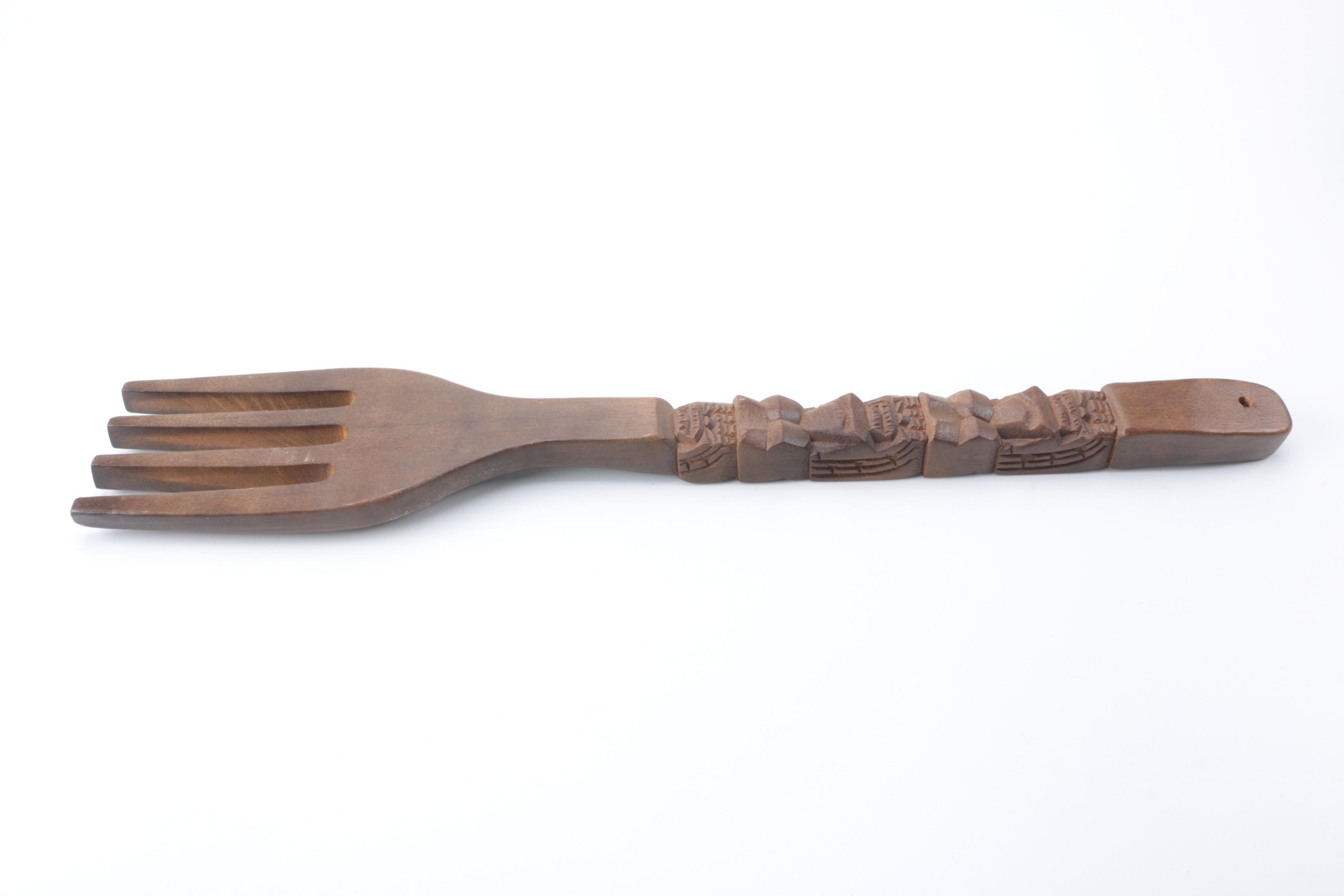 Oversized Wooden Fork and Spoon