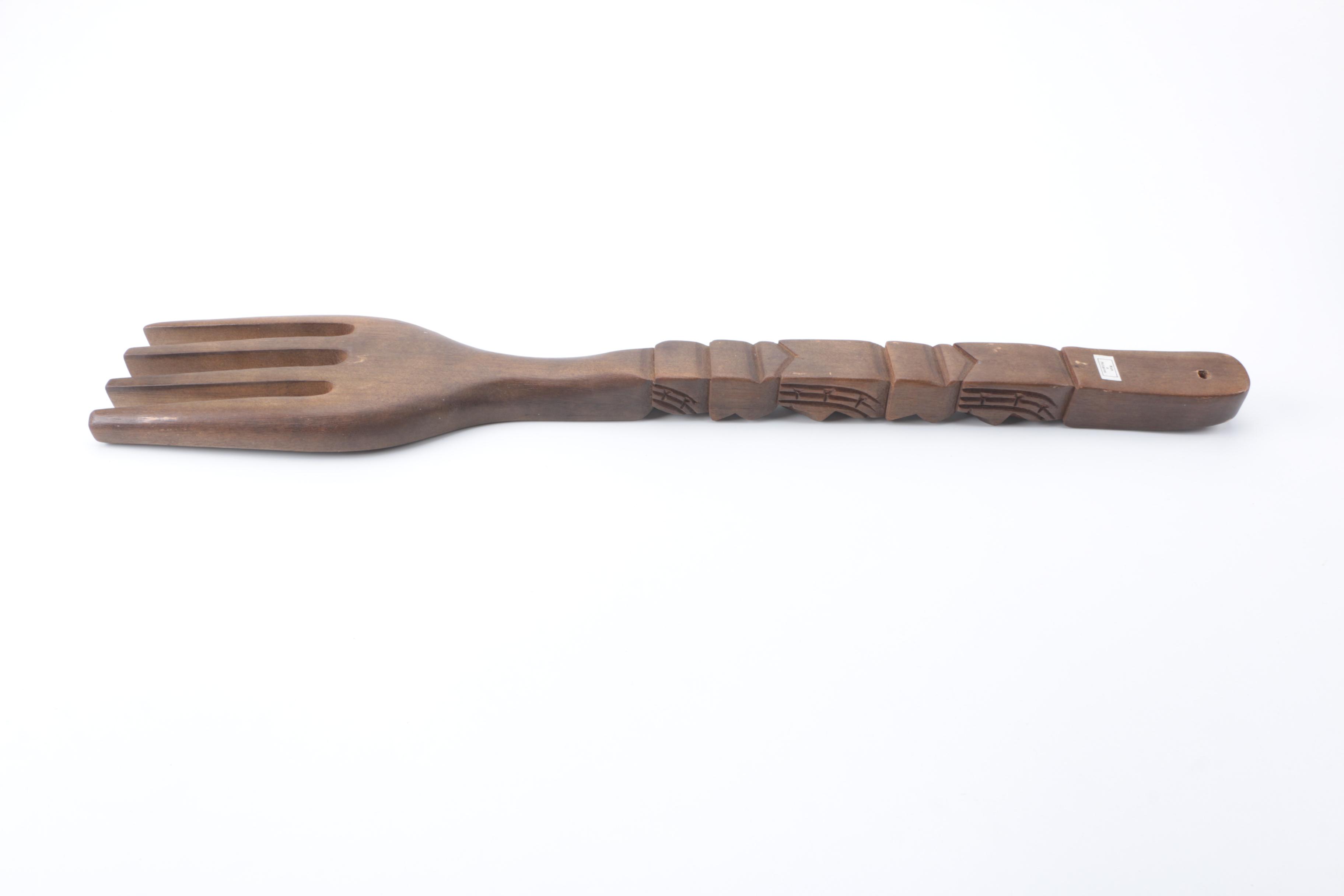 Oversized Wooden Fork and Spoon