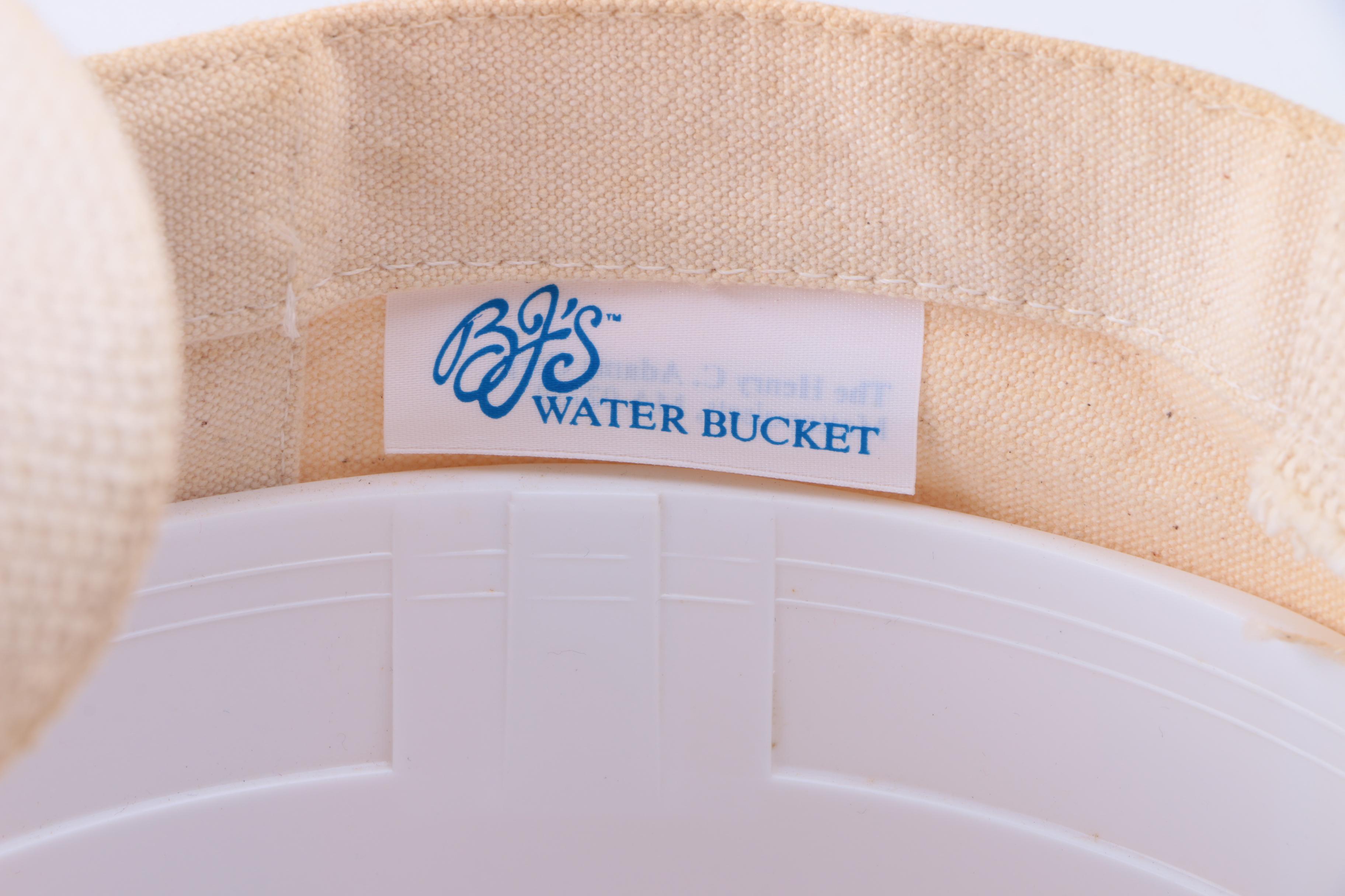 Water Bucket in Canvas Tote, Broom and Canvas Tote