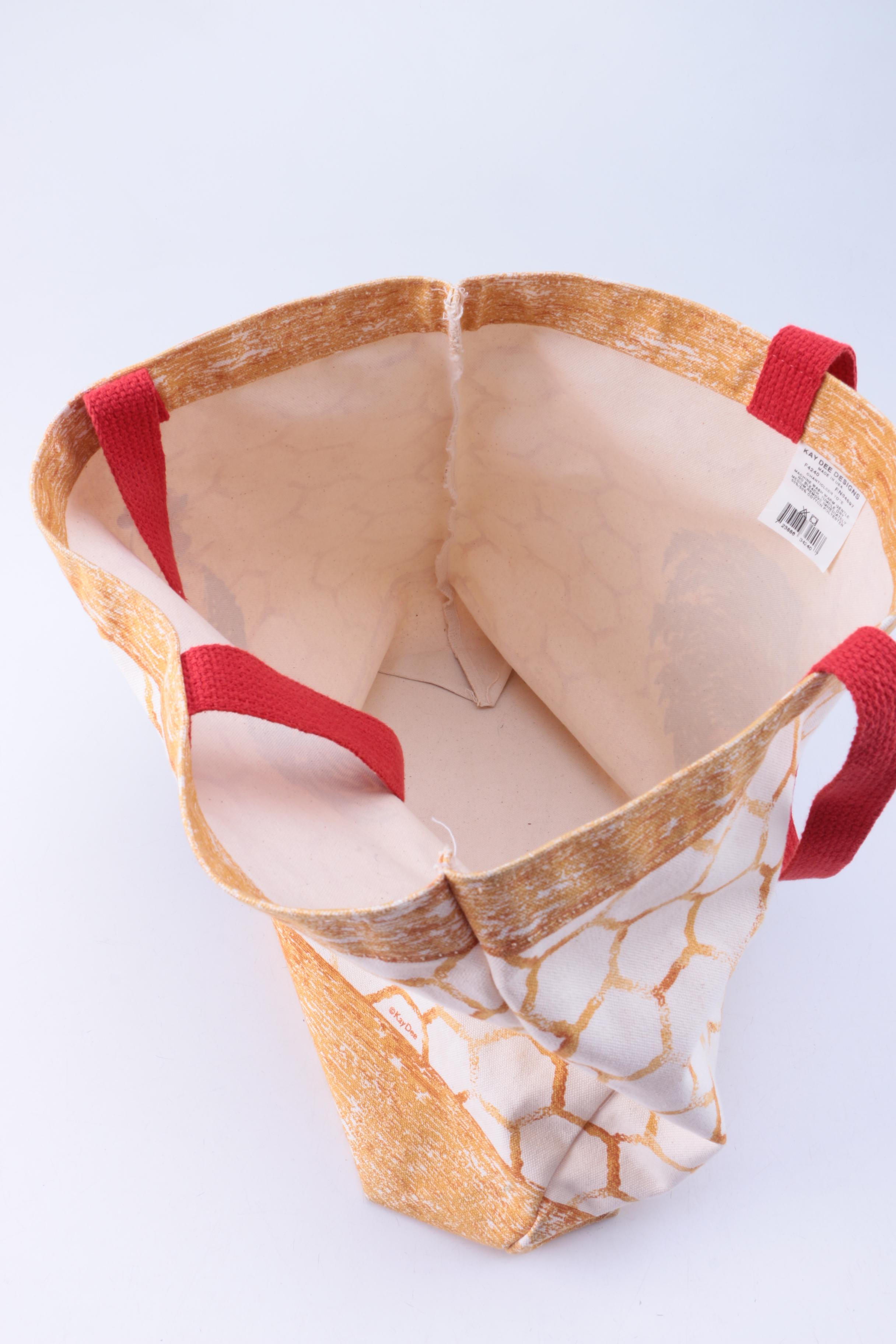 Water Bucket in Canvas Tote, Broom and Canvas Tote