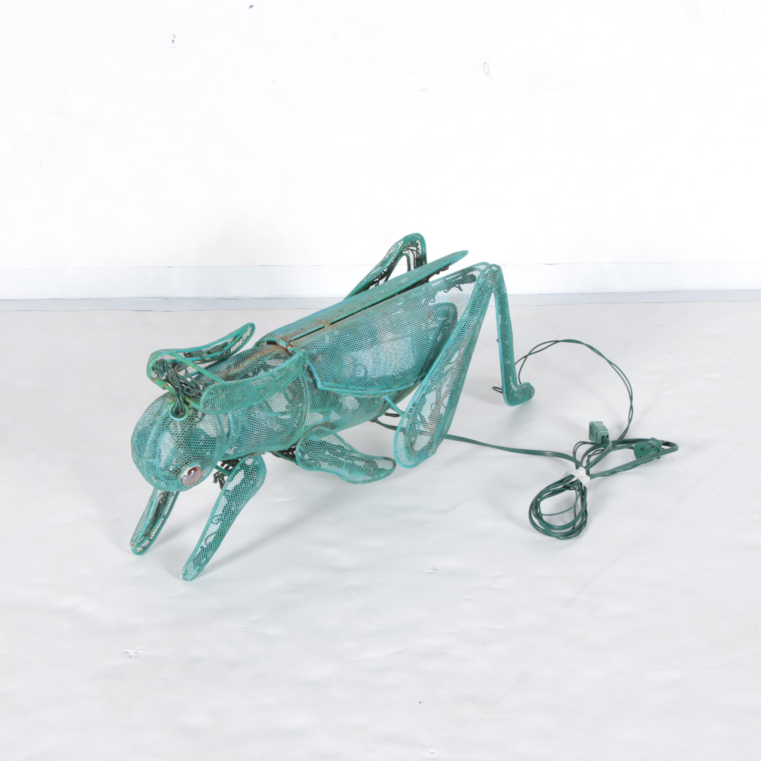 Large Lighted Metal Grasshopper