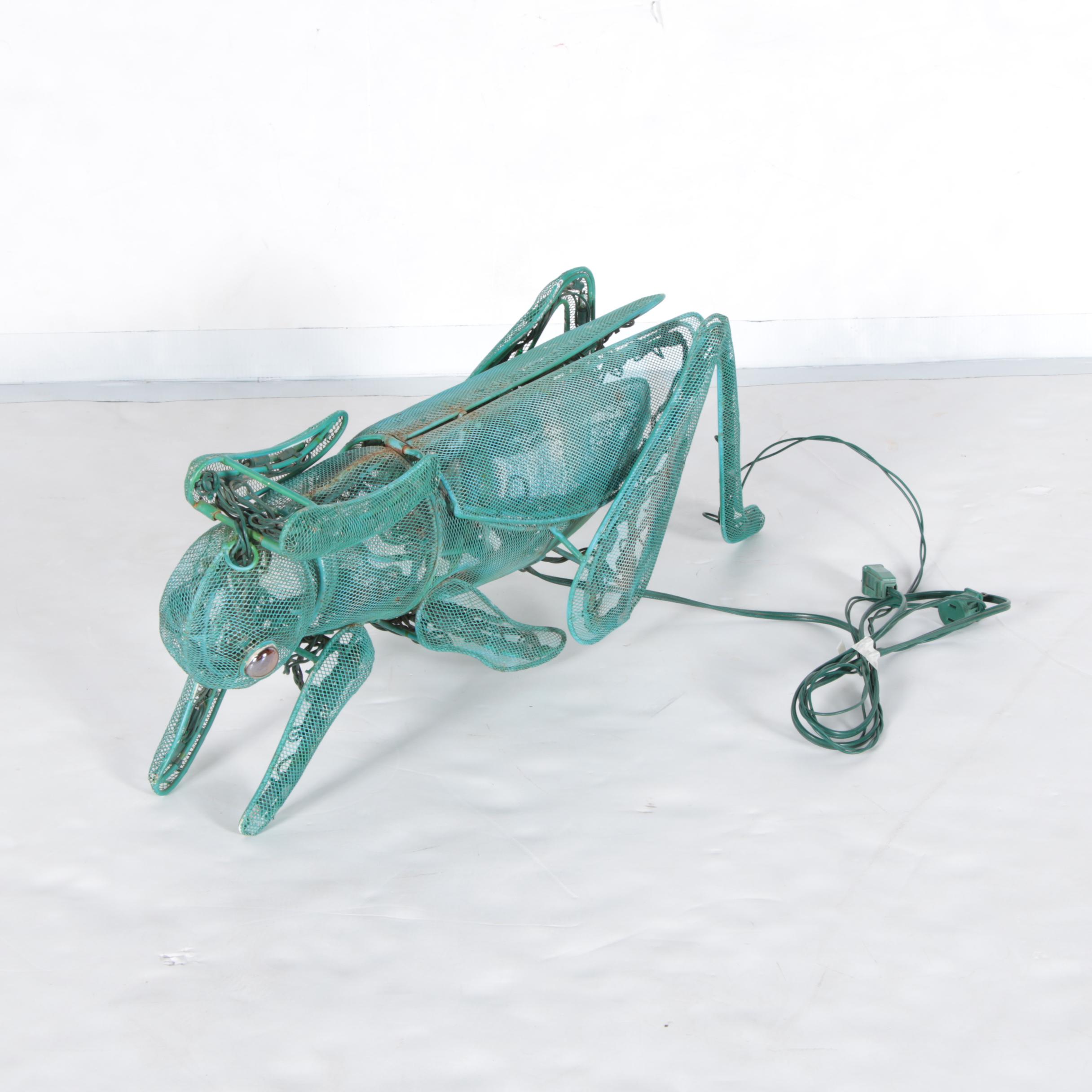 Large Lighted Metal Grasshopper
