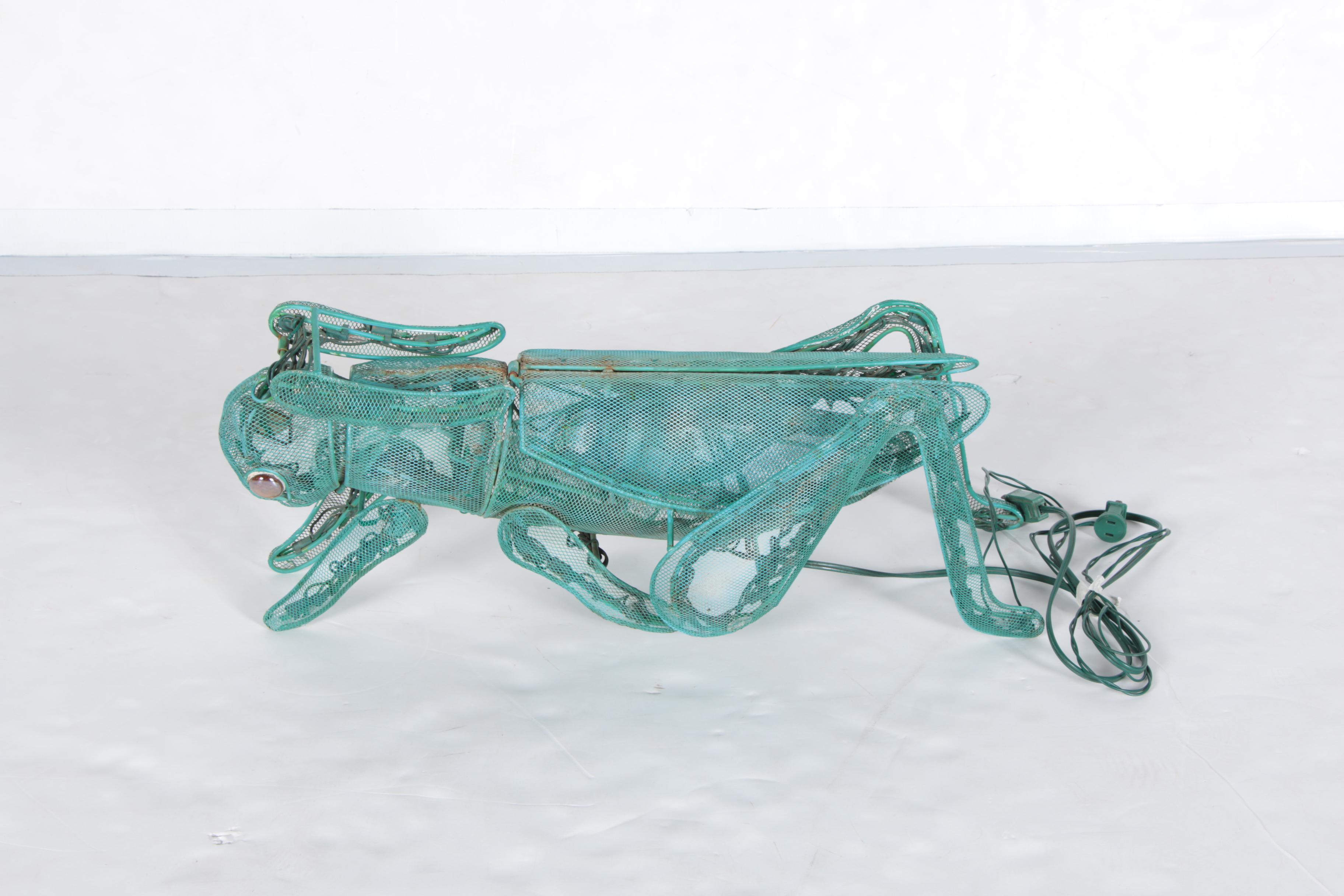 Large Lighted Metal Grasshopper
