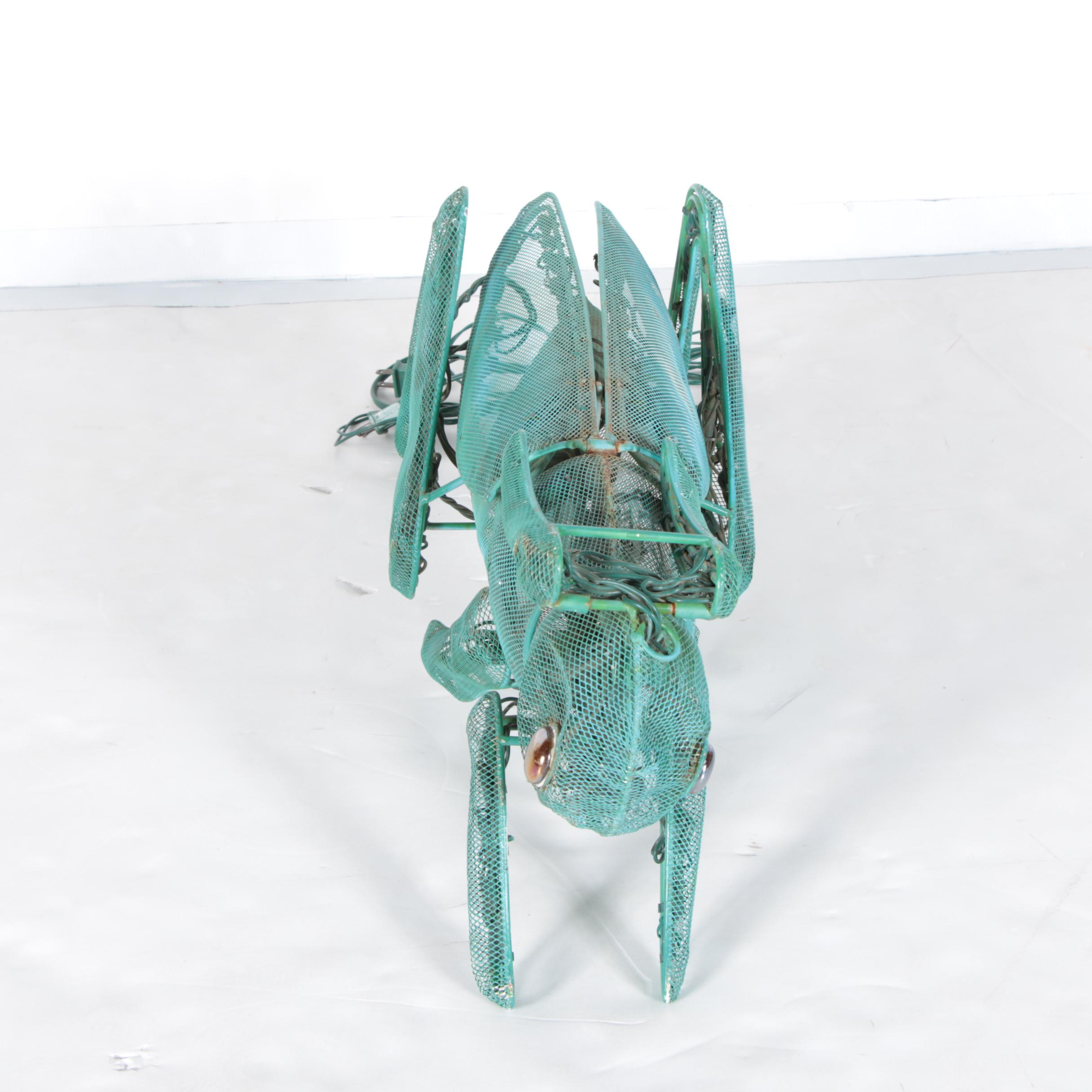 Large Lighted Metal Grasshopper