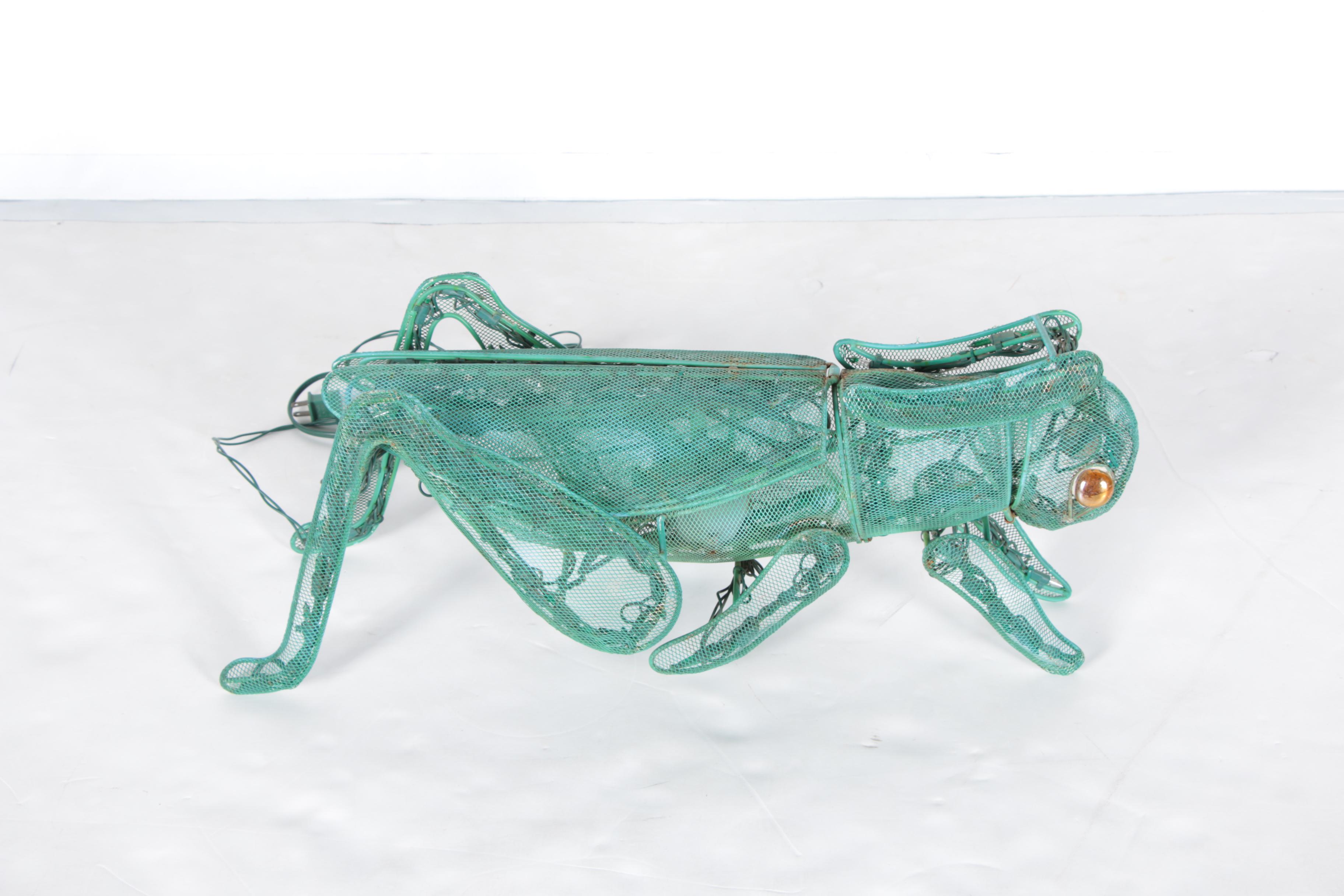 Large Lighted Metal Grasshopper