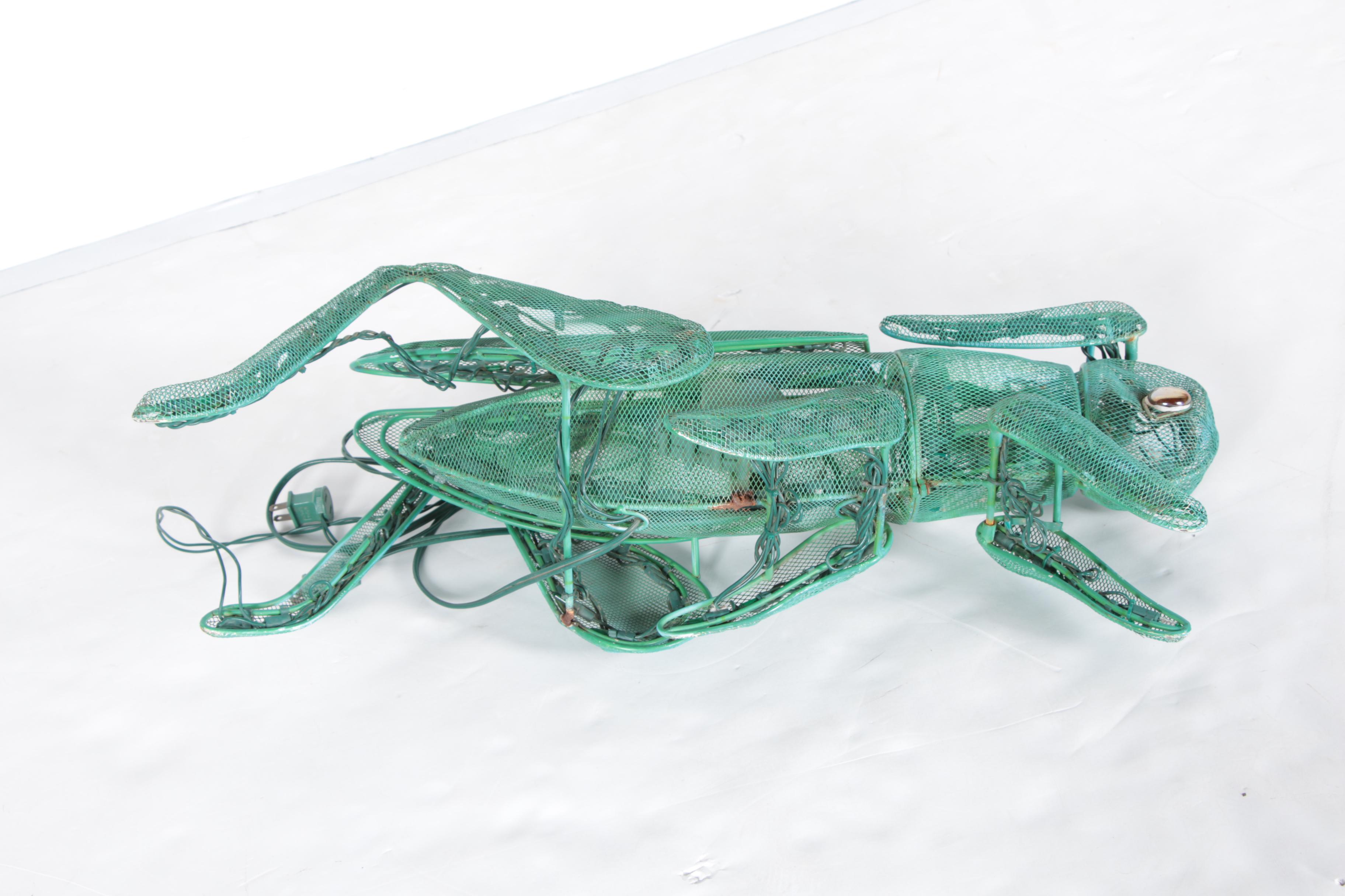 Large Lighted Metal Grasshopper