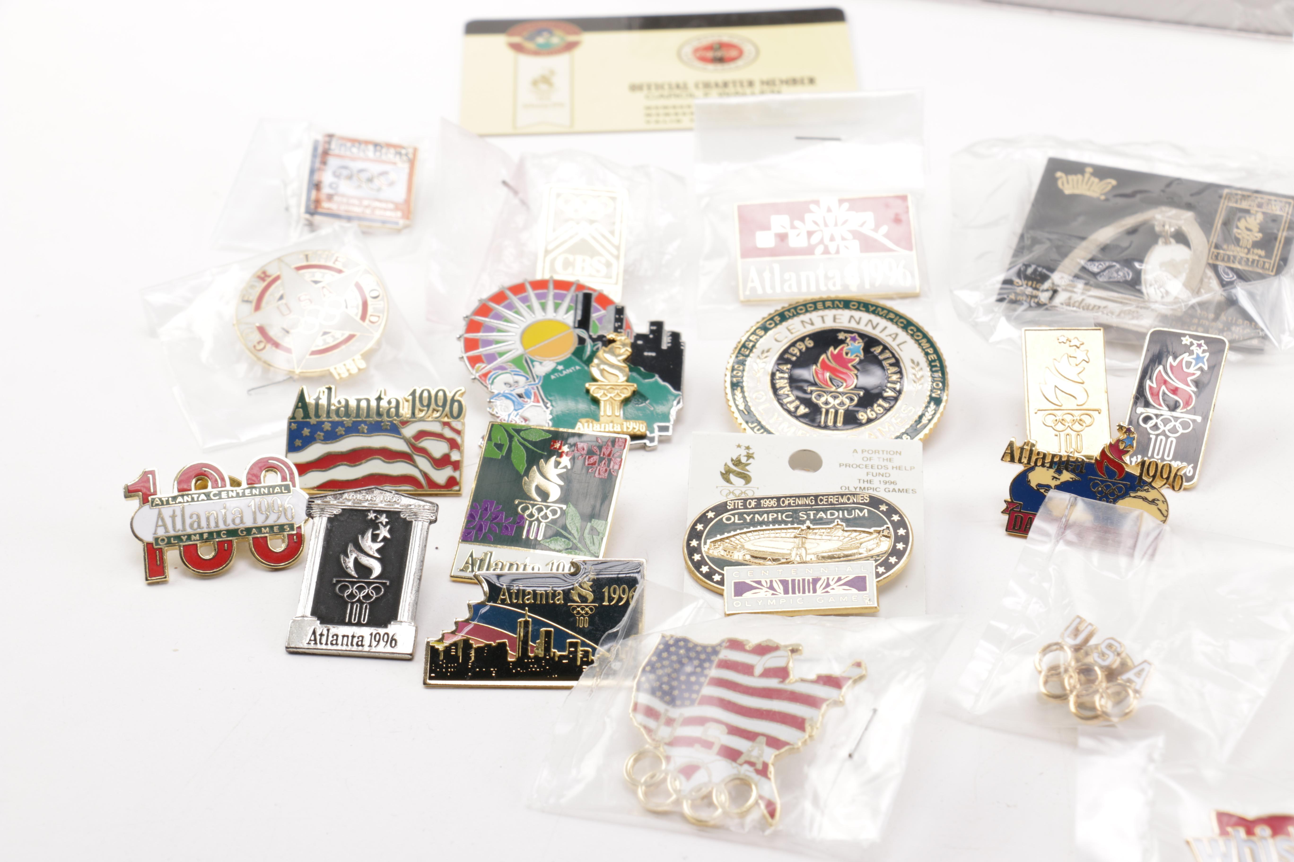 Collection of Pins Including 1996 Olympics in Atlanta