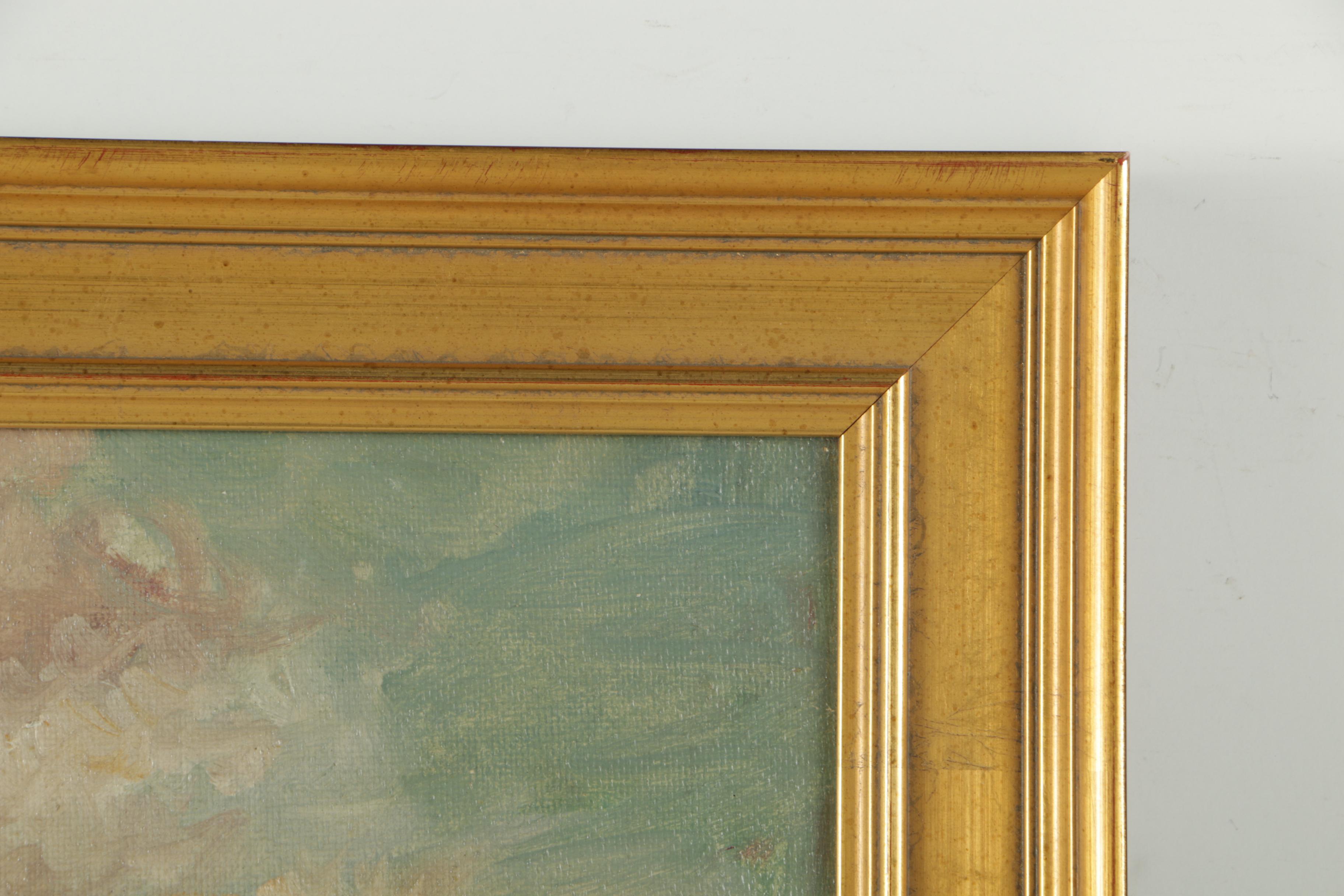 E. Mendenhall Oil Painting of a Landscape on Canvas