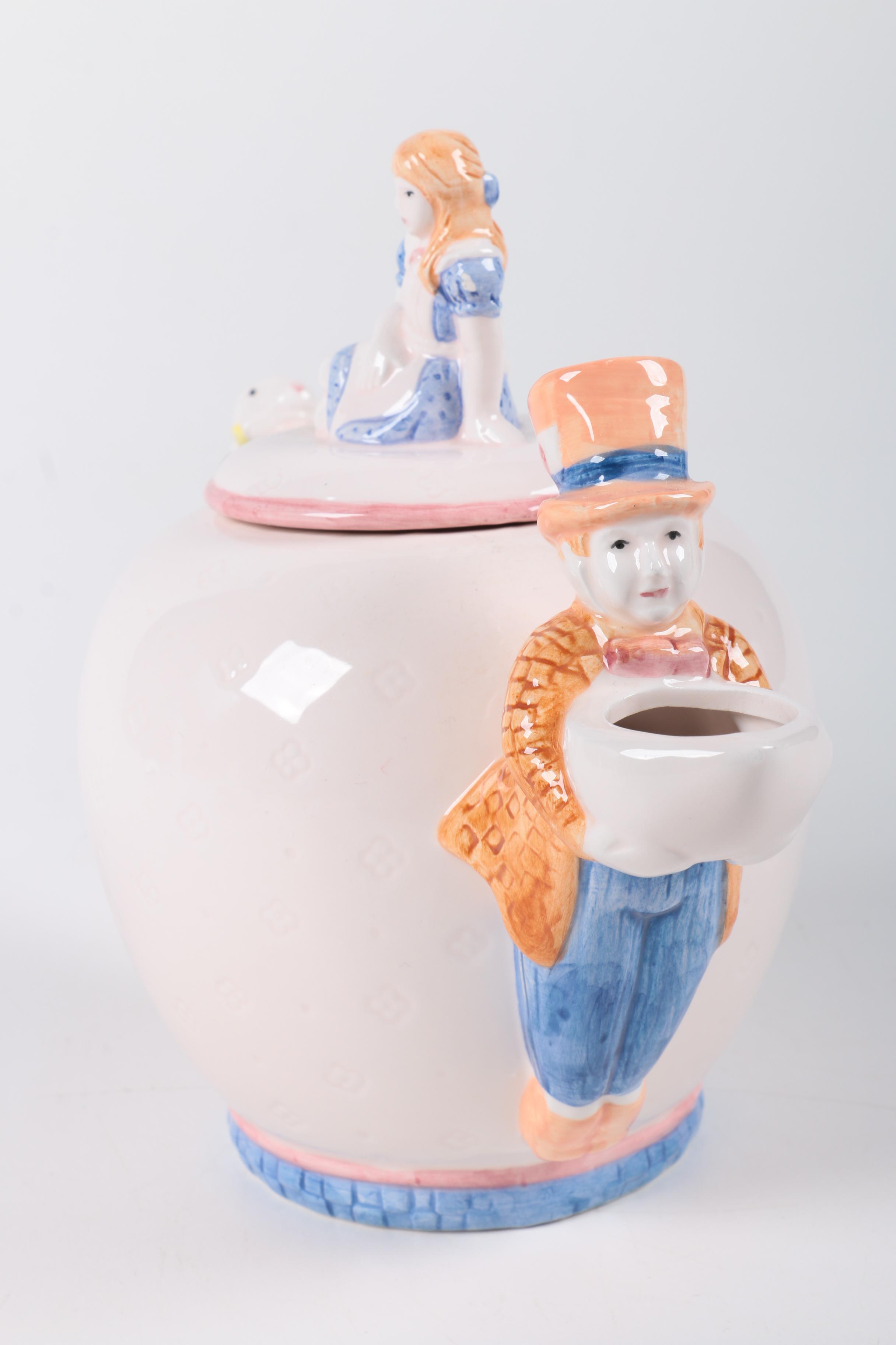 Ceramic "Alice in Wonderland" Teapot and Figurines