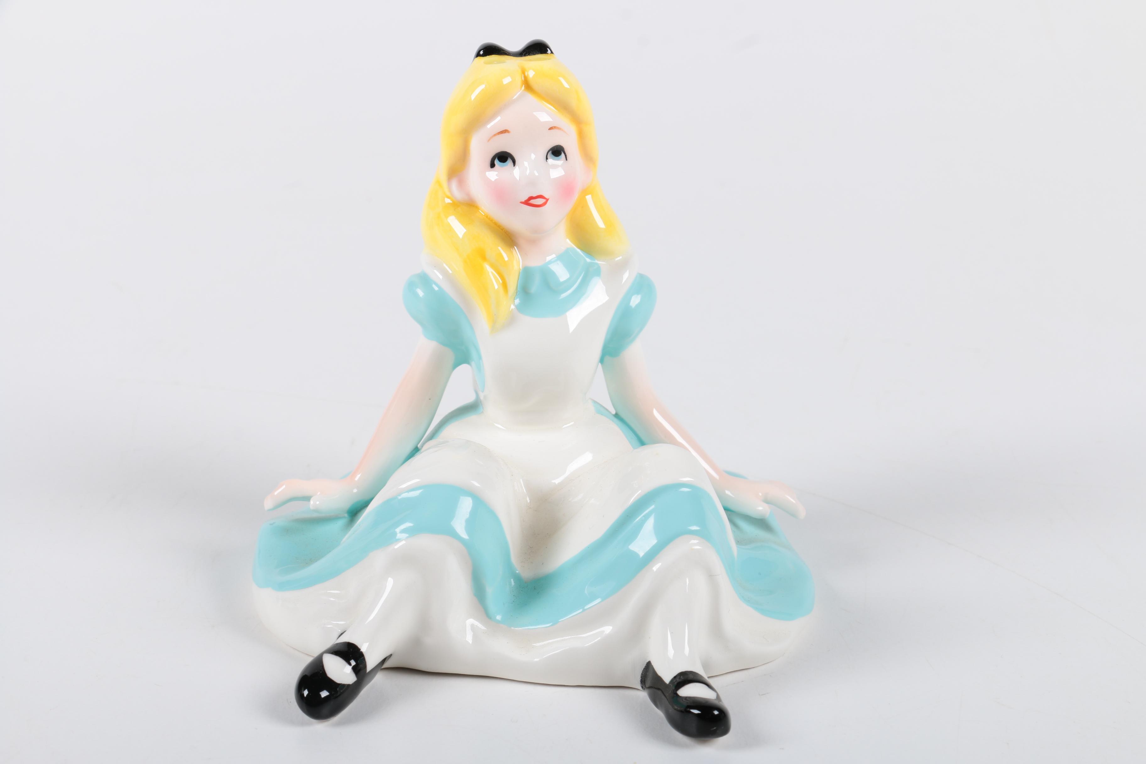 Ceramic "Alice in Wonderland" Teapot and Figurines