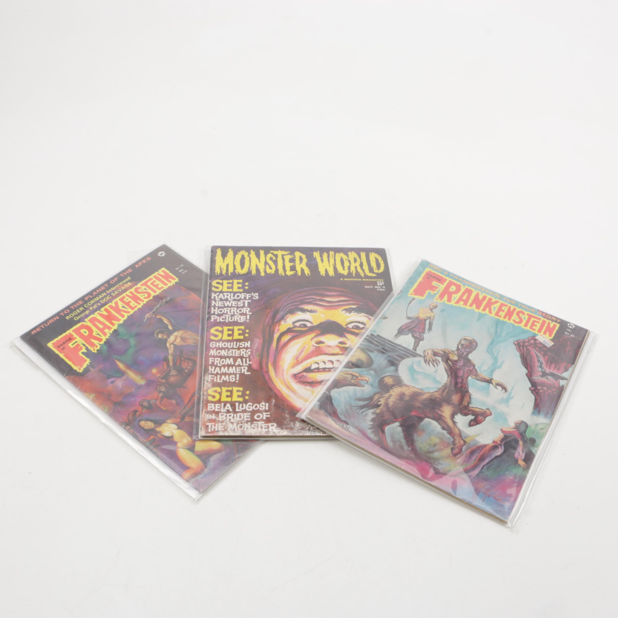 Collection of Vintage  "Monster World" and "Frankenstein"  Magazines