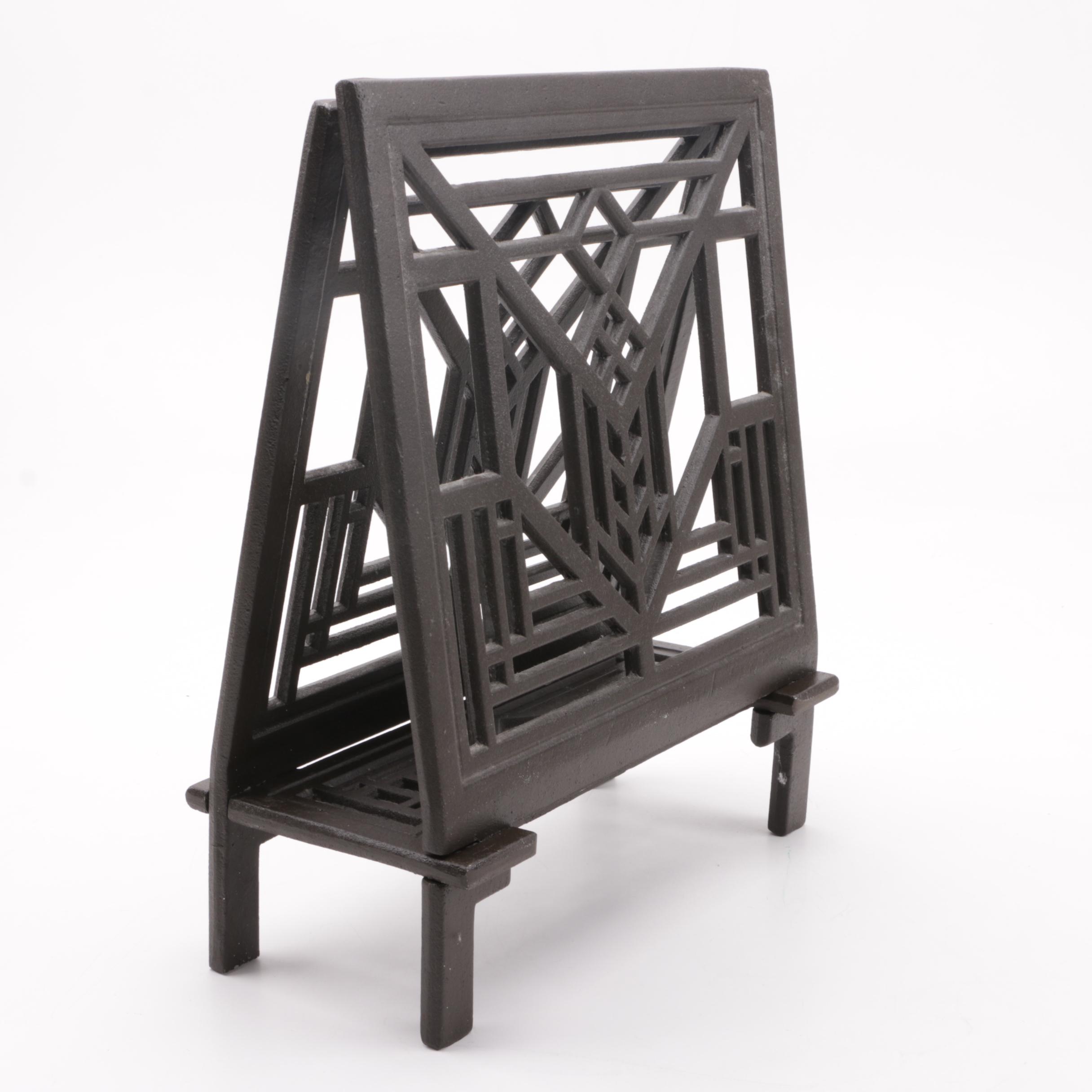 Frank Lloyd Wright "Lake Geneva" Style Cast Iron Magazine Holder