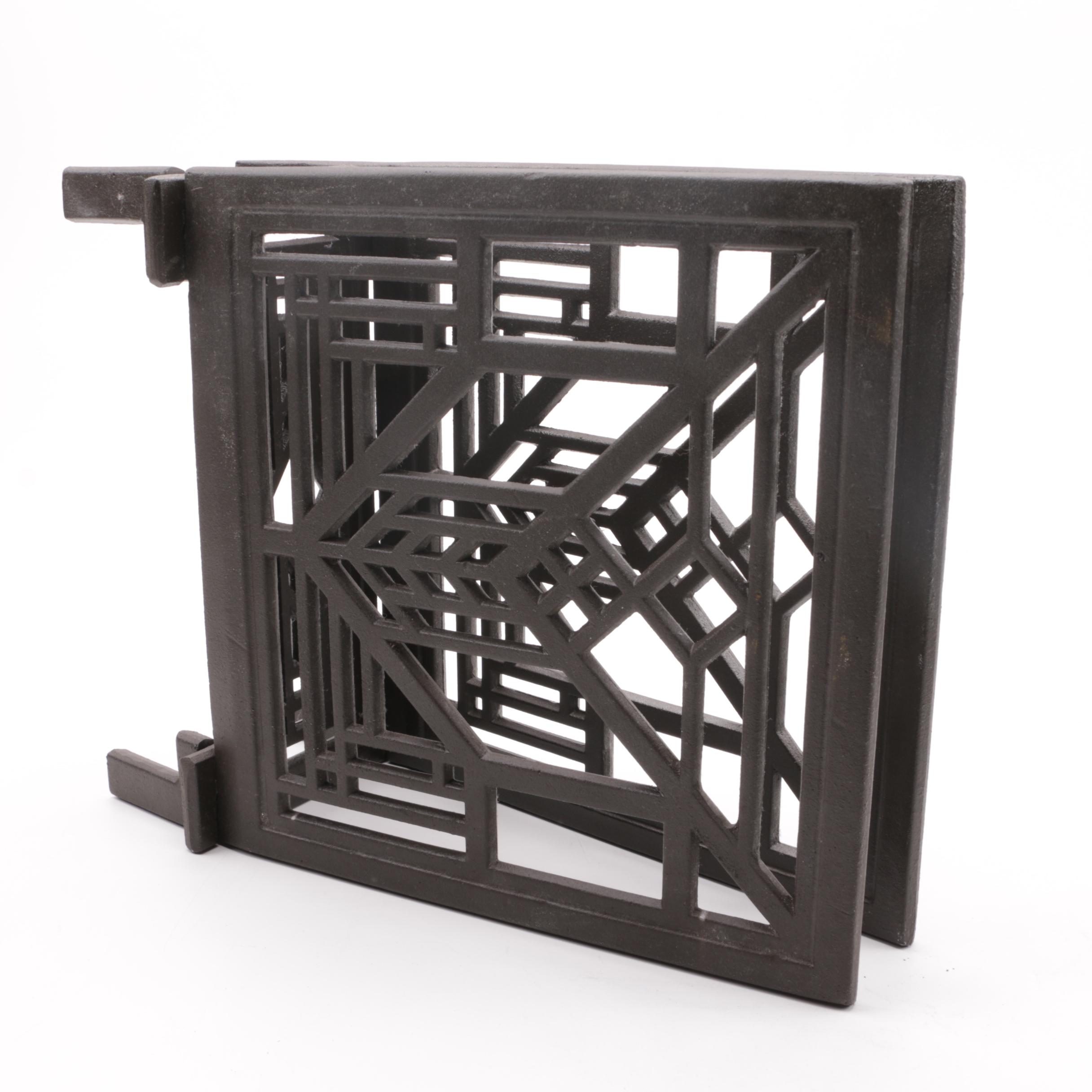 Frank Lloyd Wright "Lake Geneva" Style Cast Iron Magazine Holder