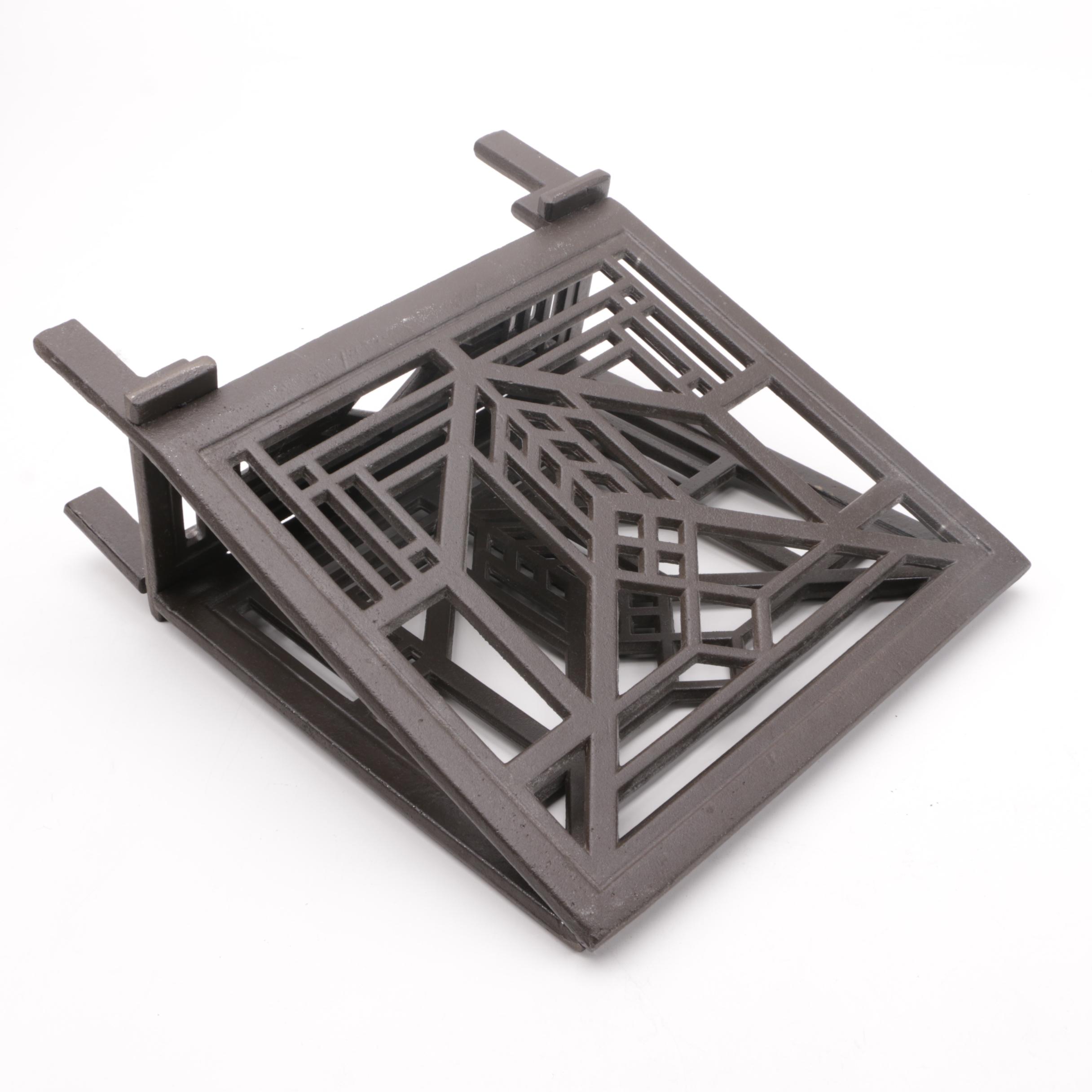 Frank Lloyd Wright "Lake Geneva" Style Cast Iron Magazine Holder