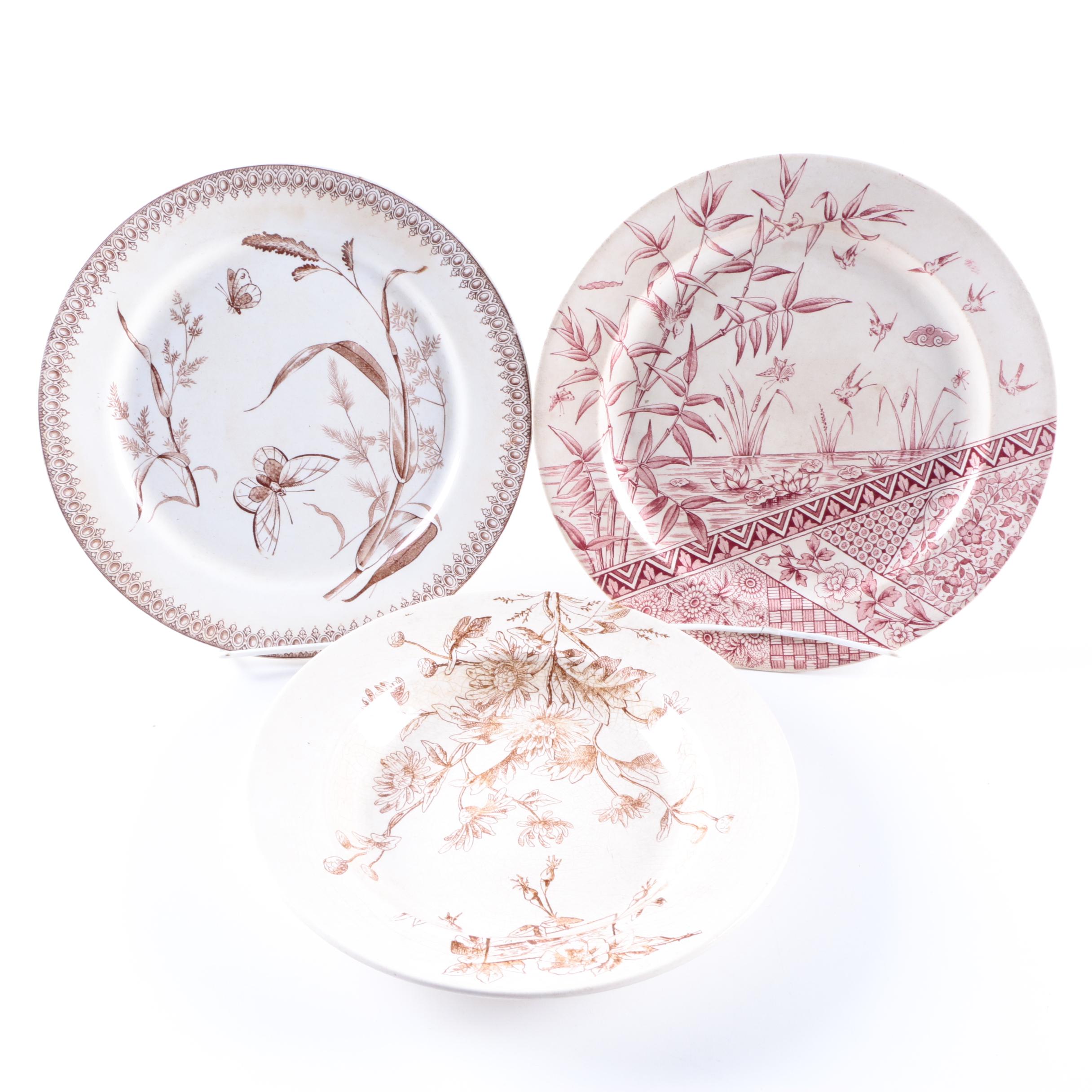 Antique English Ceramic Plates and Cups