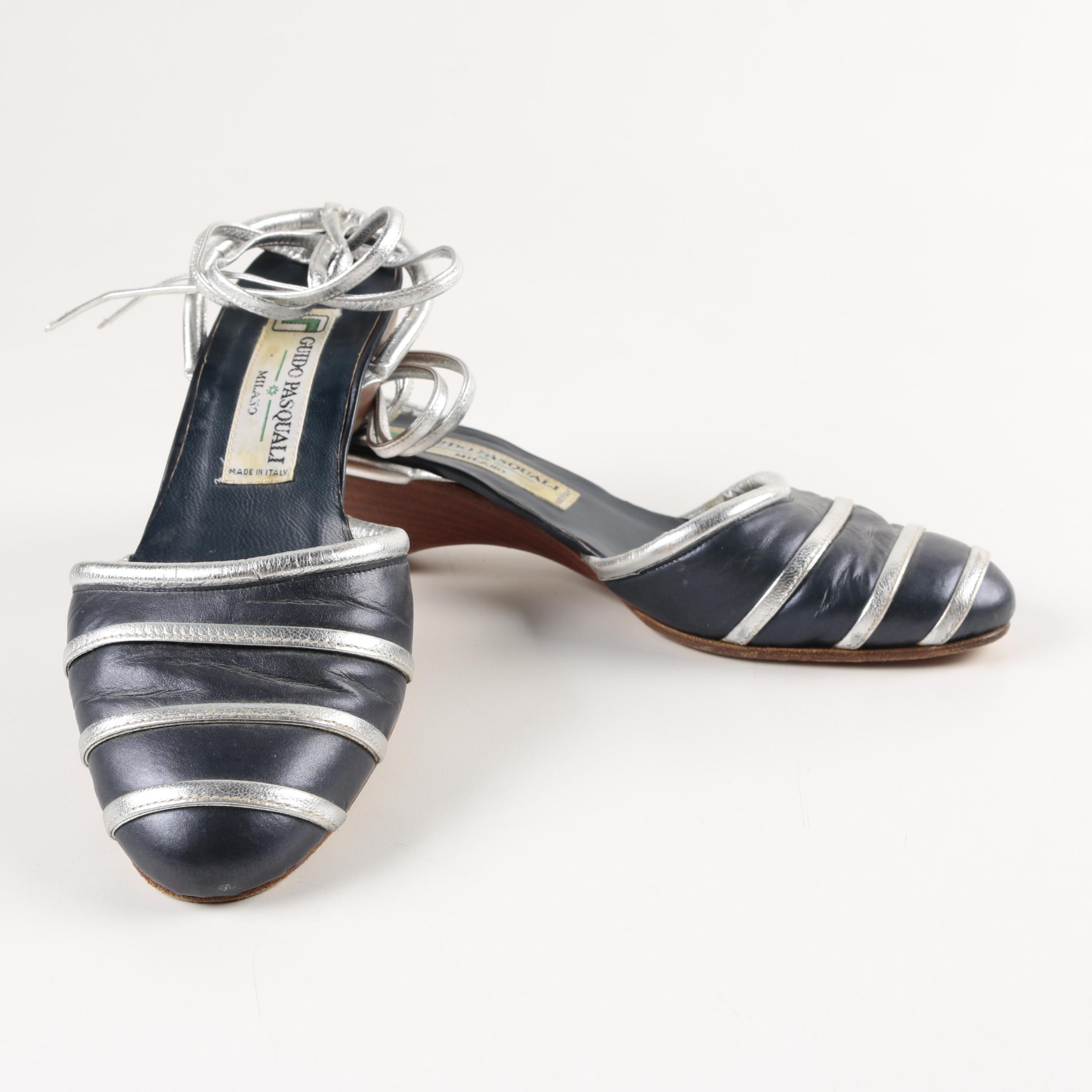 Women's Guido Pasquali Leather and Wood Mules