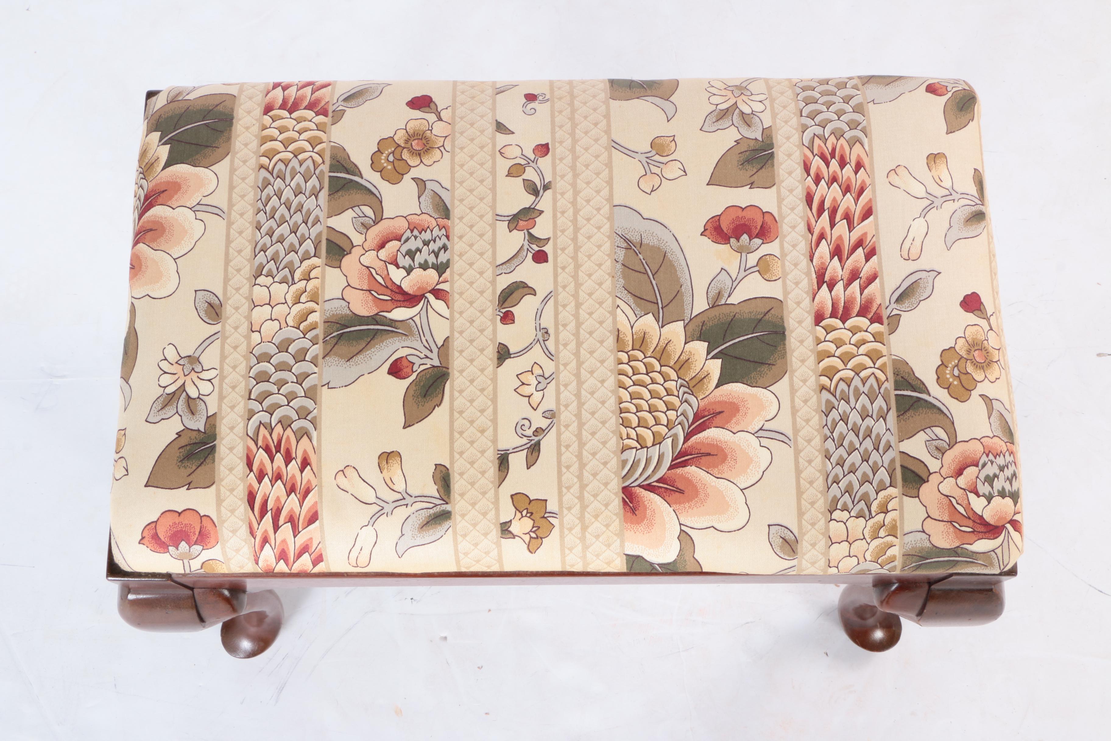 Queen Anne Style Mahogany Stool by Kling