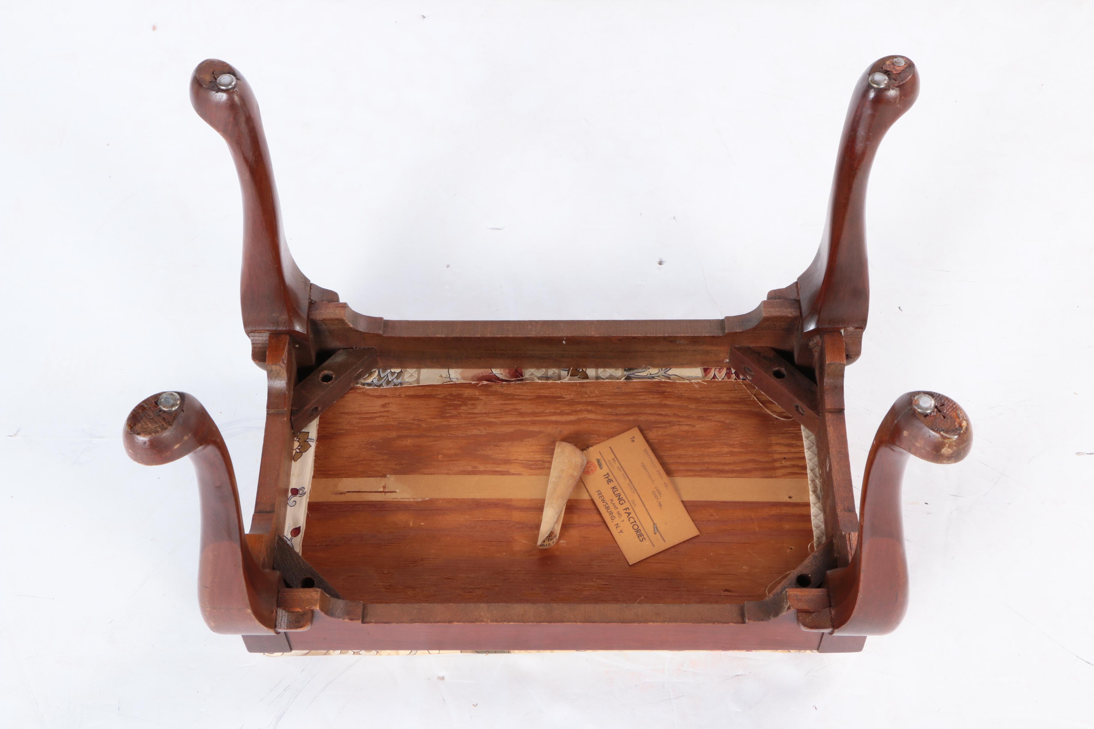 Queen Anne Style Mahogany Stool by Kling