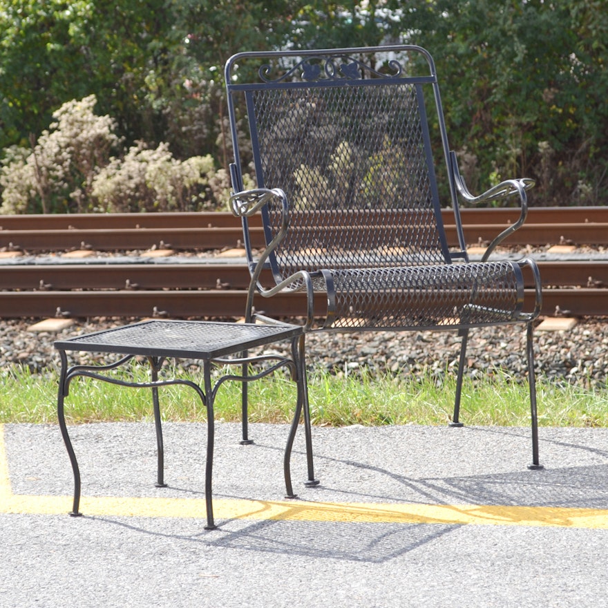 Wrought Iron Chair and End Table