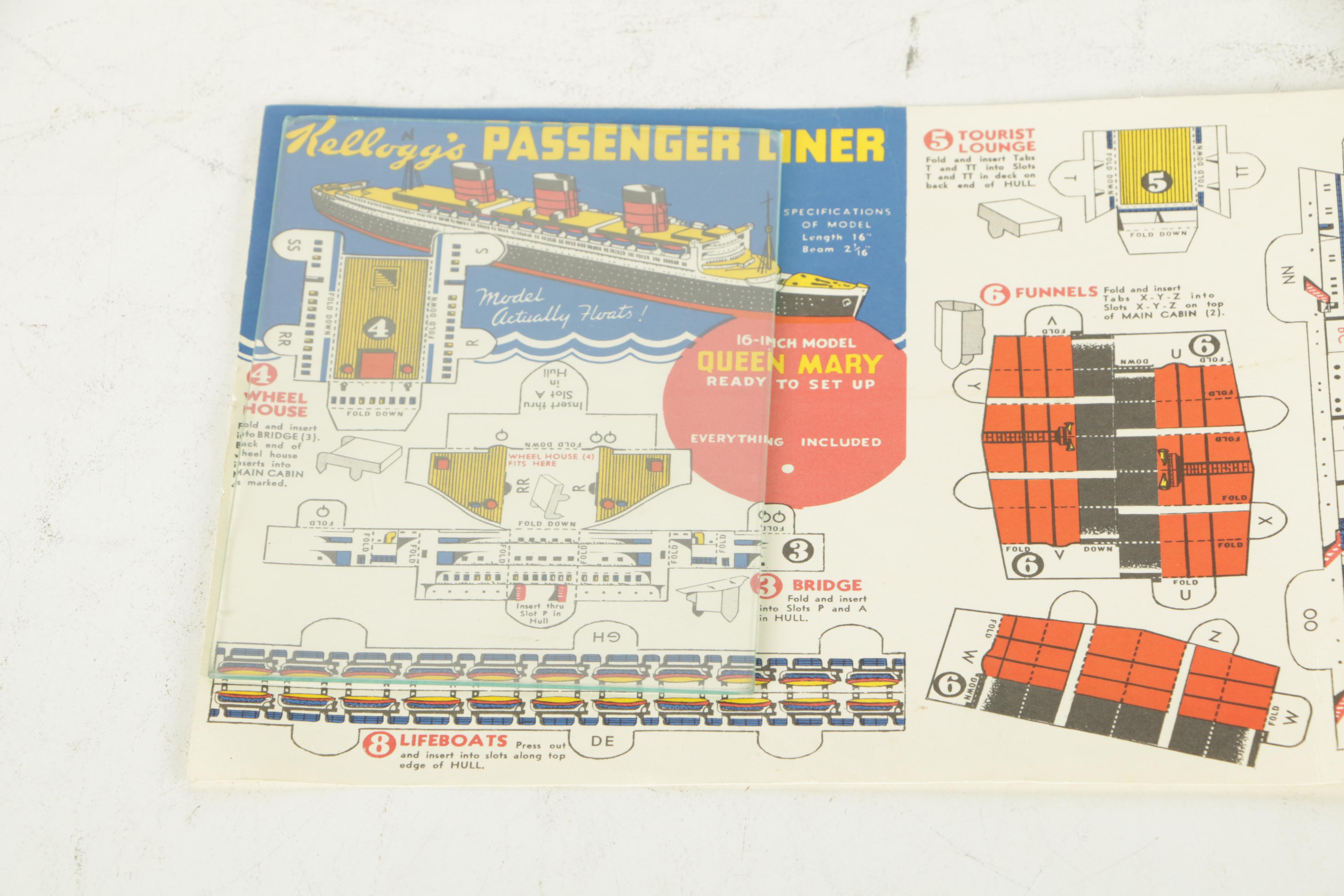 Kellogg's Mid-Century "Queen Mary" Model Passenger Liner Cereal Premium Sheet