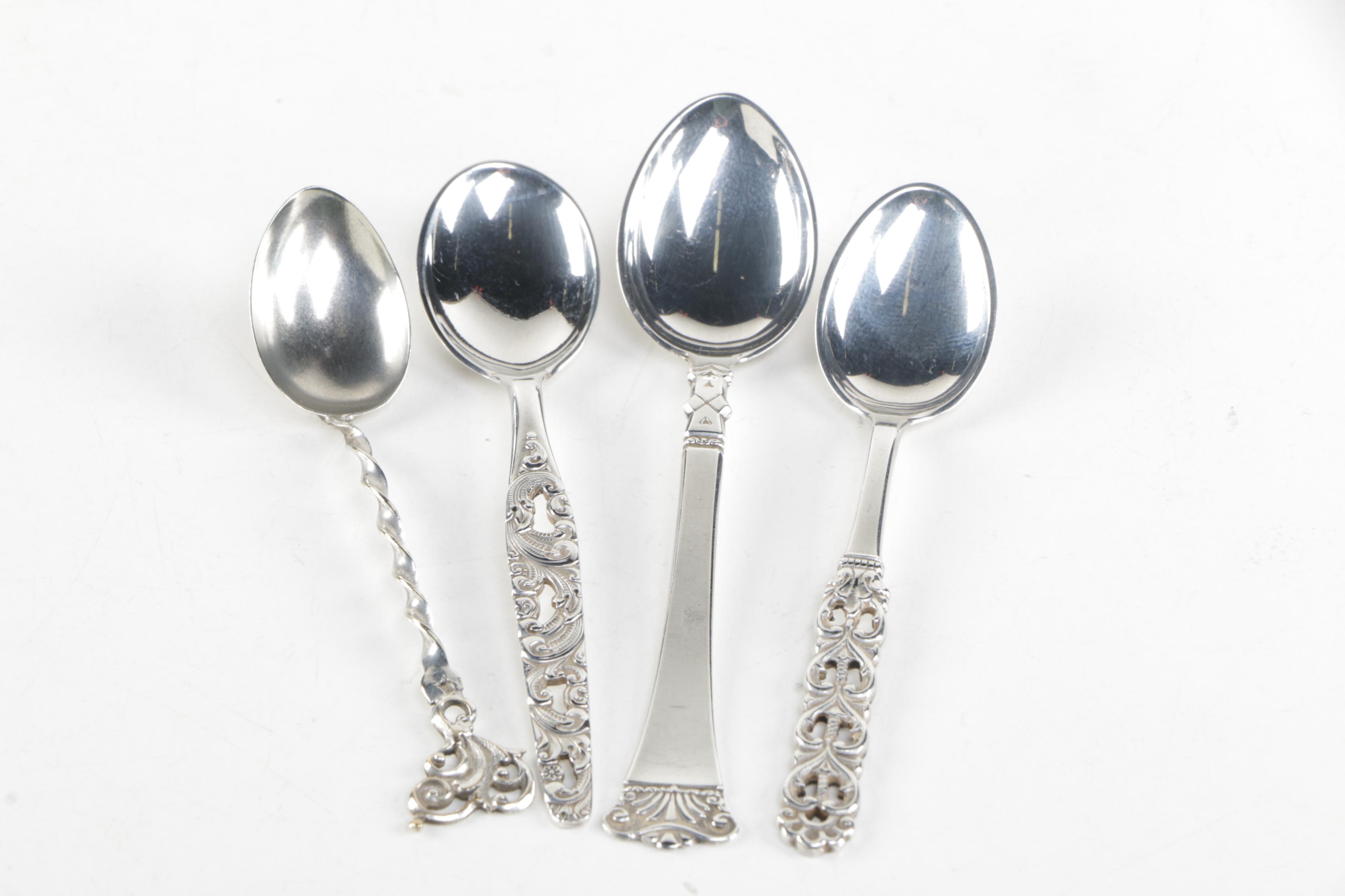 Norwegian 830 Silver Spoons and Twisted Sterling Spoon