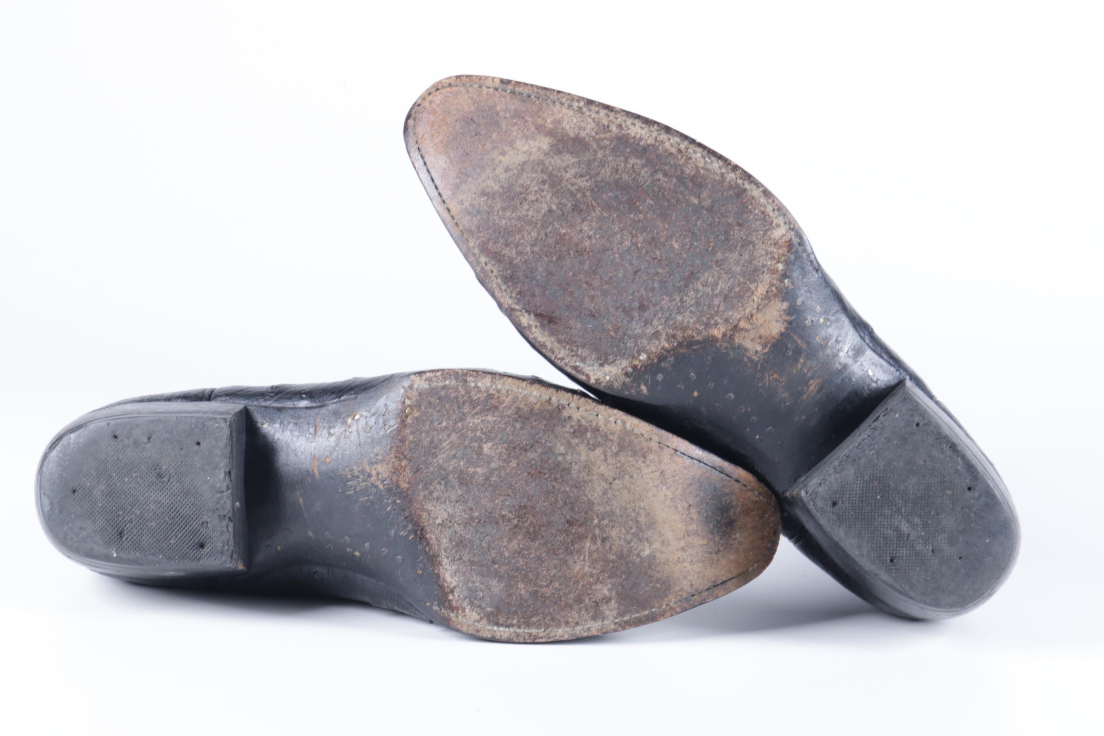 Men's Black Leather Cowboy Boots Including Ostrich Skin