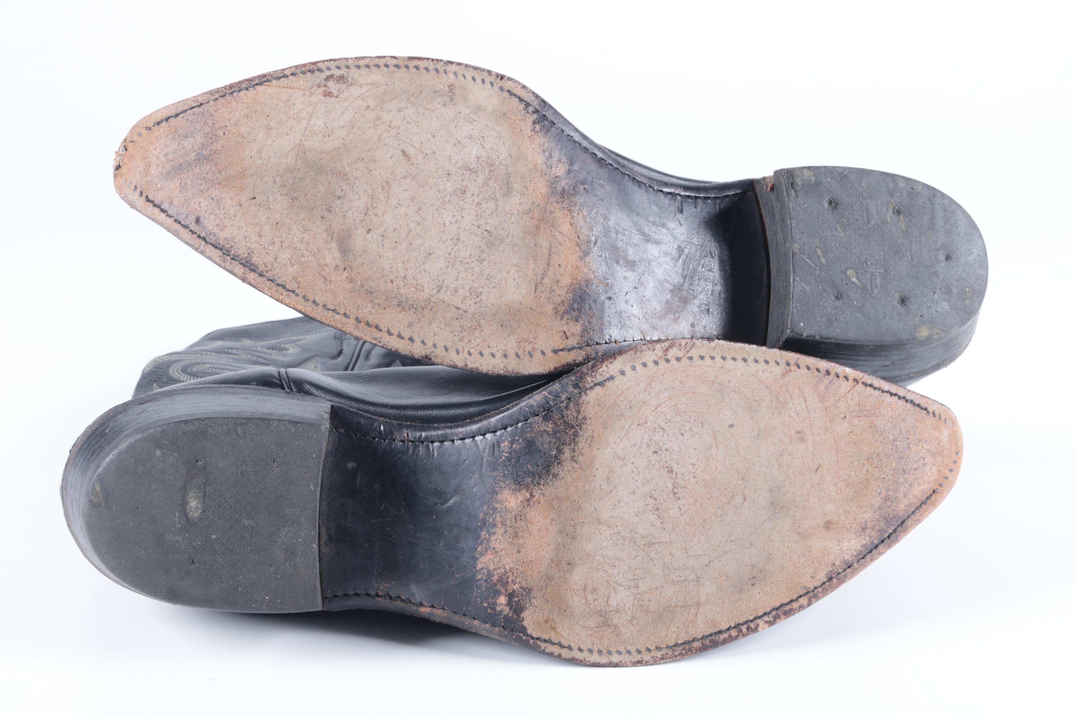 Men's Black Leather Cowboy Boots Including Ostrich Skin