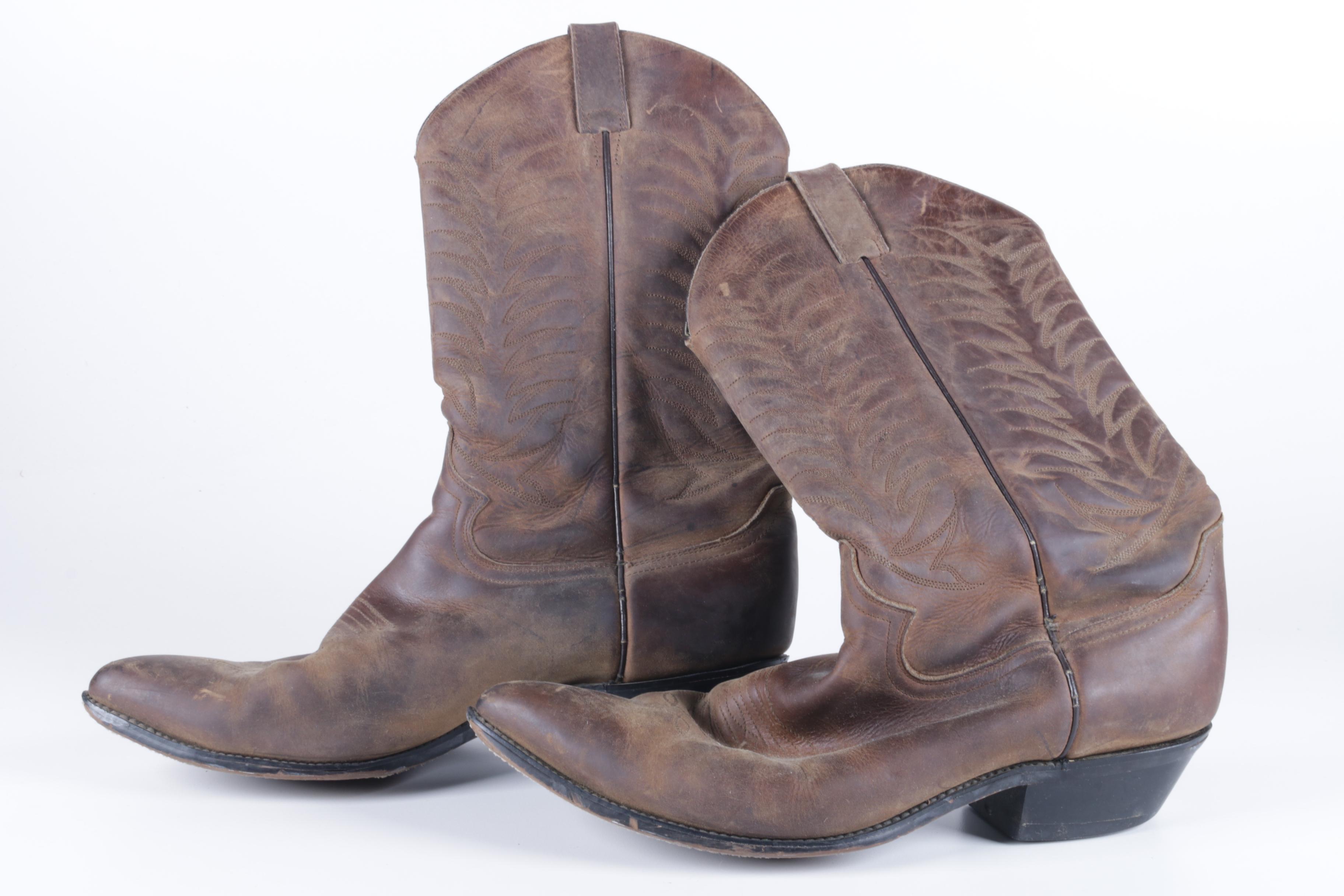 Men's Brown Leather Cowboy Boots