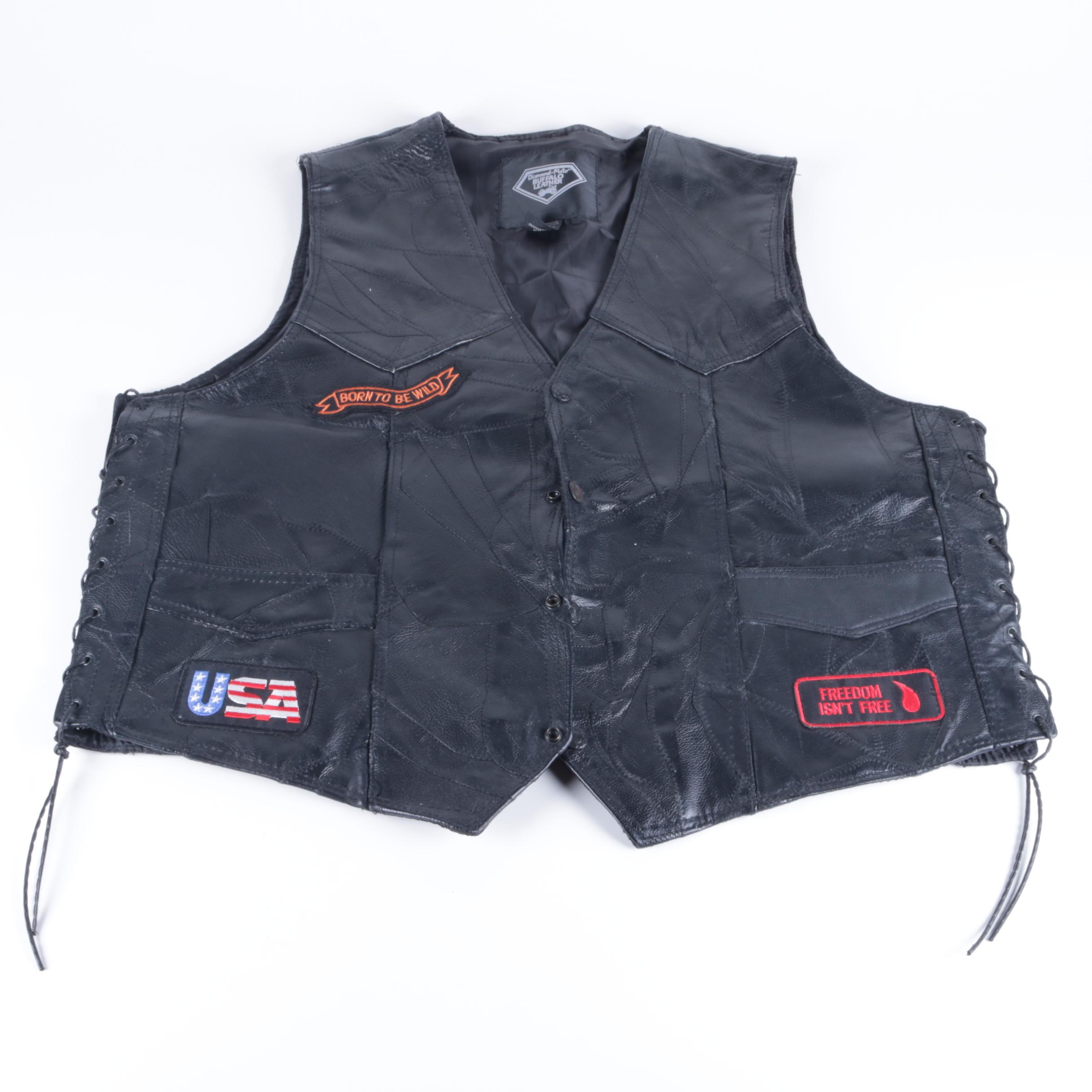 Men's Black Leather Vest