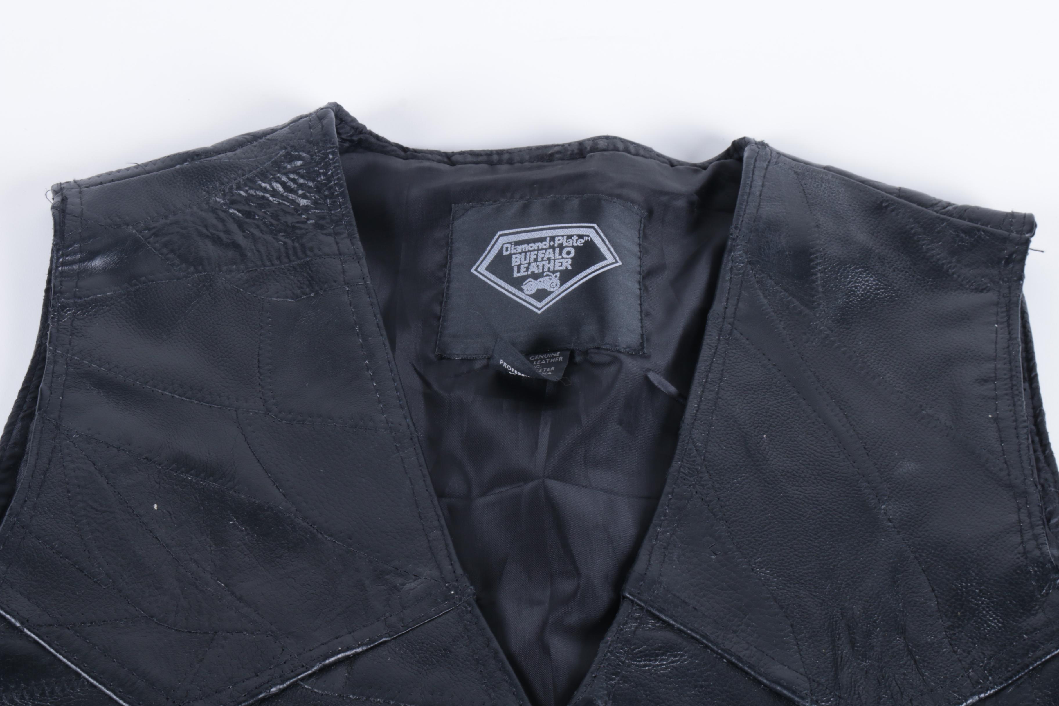 Men's Black Leather Vest