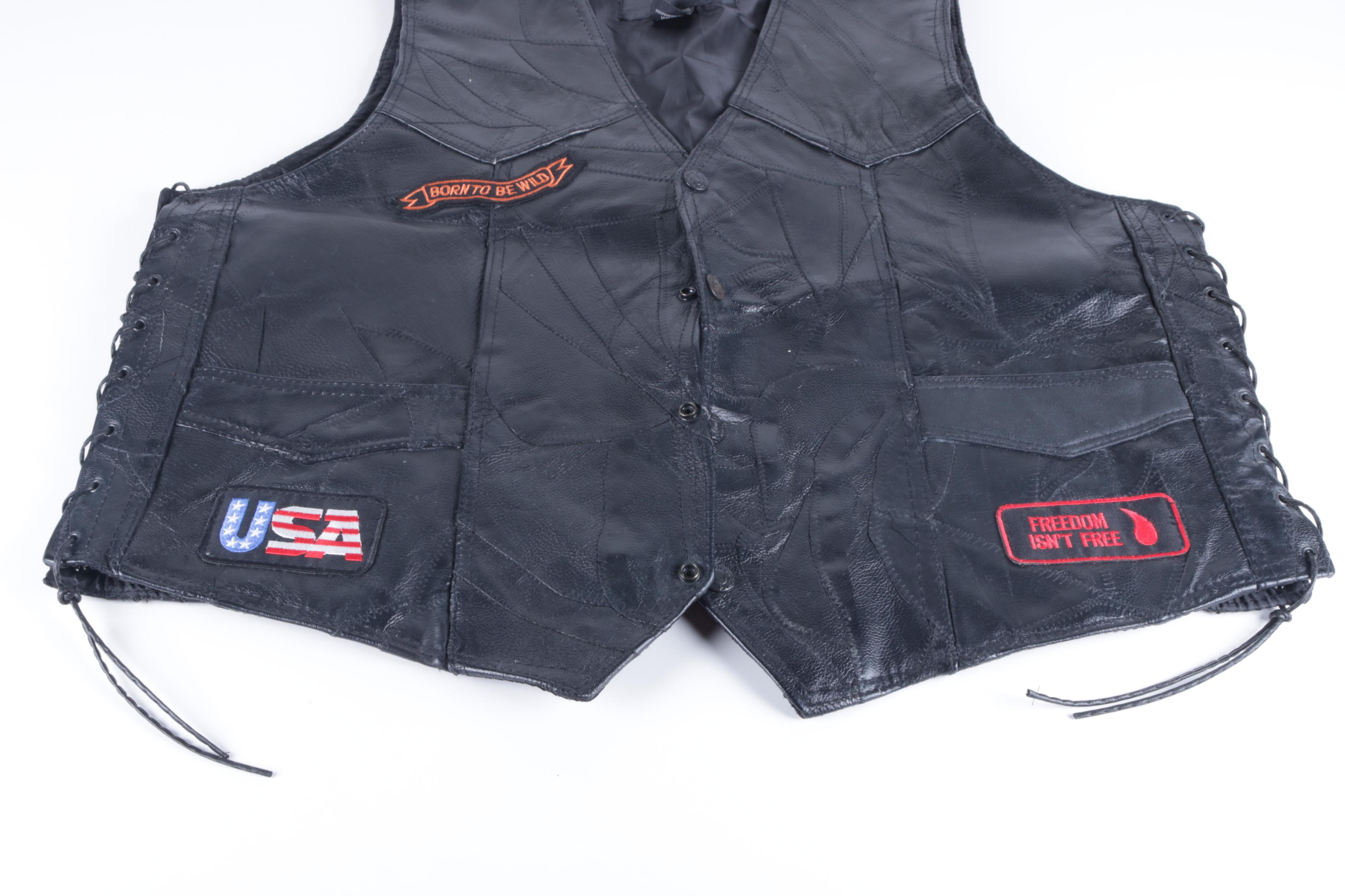 Men's Black Leather Vest