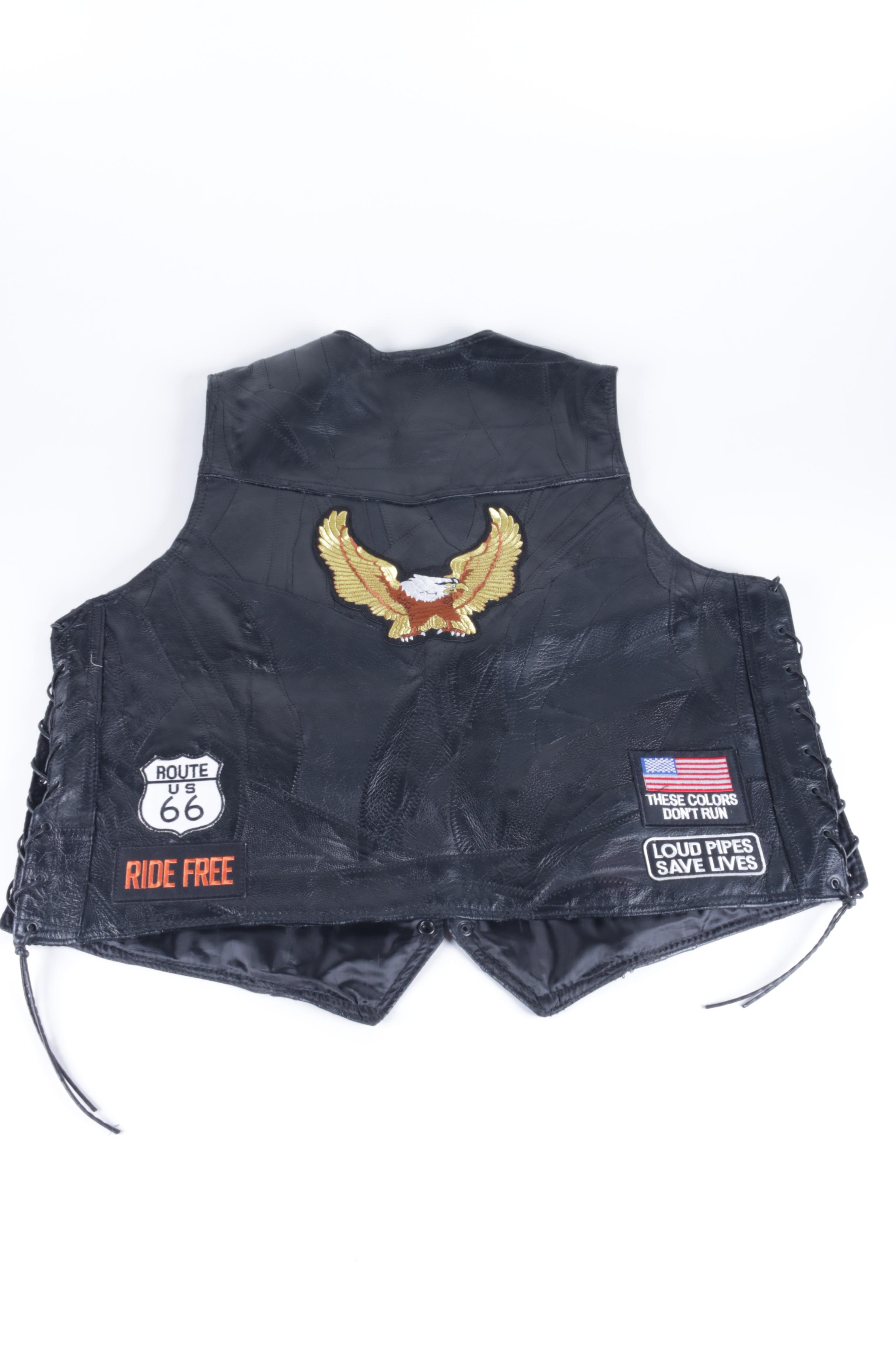 Men's Black Leather Vest