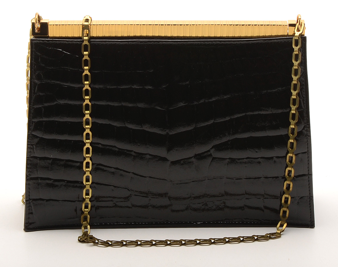 Vintage Black Alligator-Pattern Leather Handbags