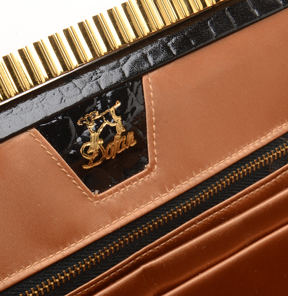 Vintage Black Alligator-Pattern Leather Handbags