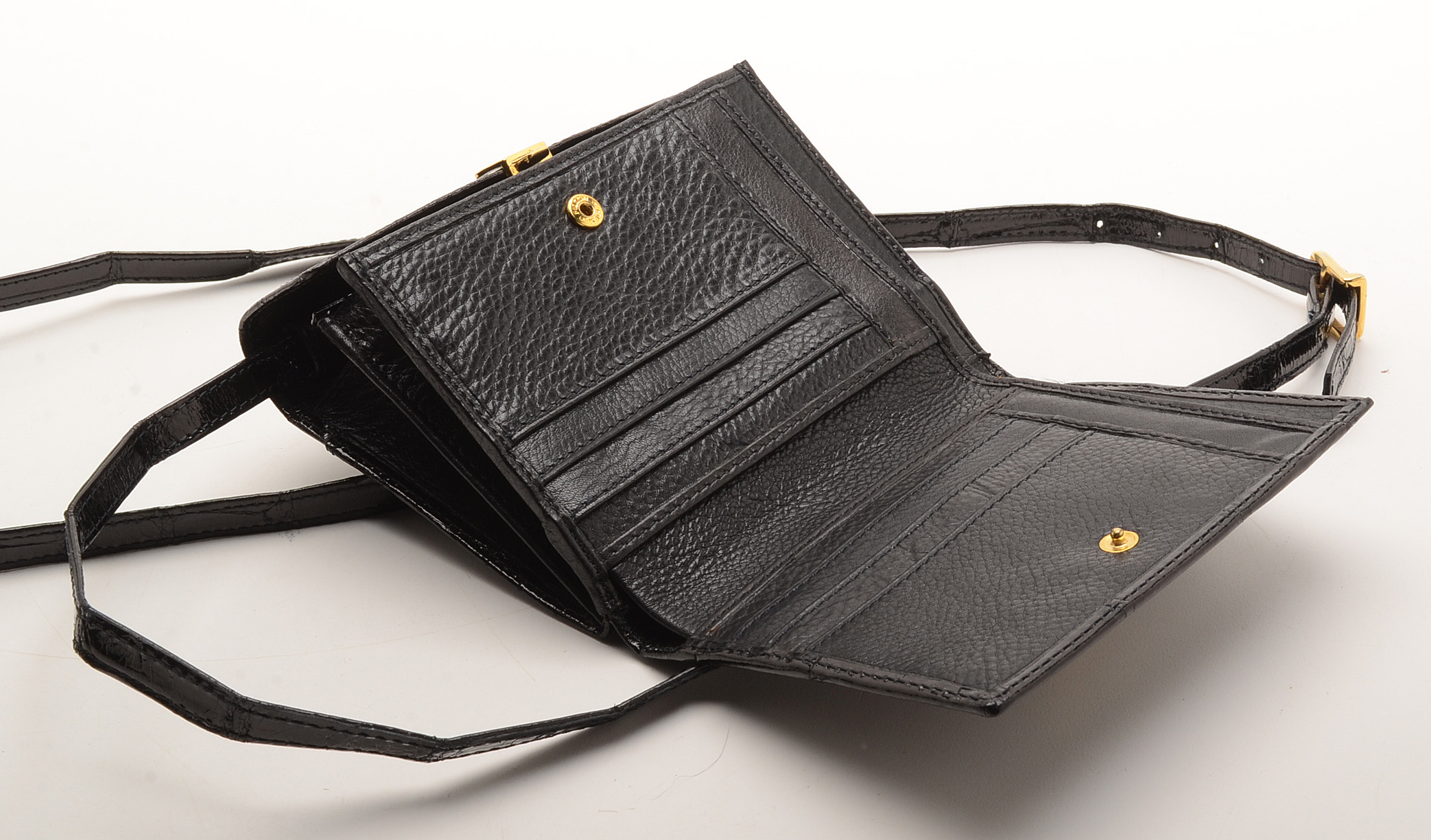 Vintage Black Alligator-Pattern Leather Handbags