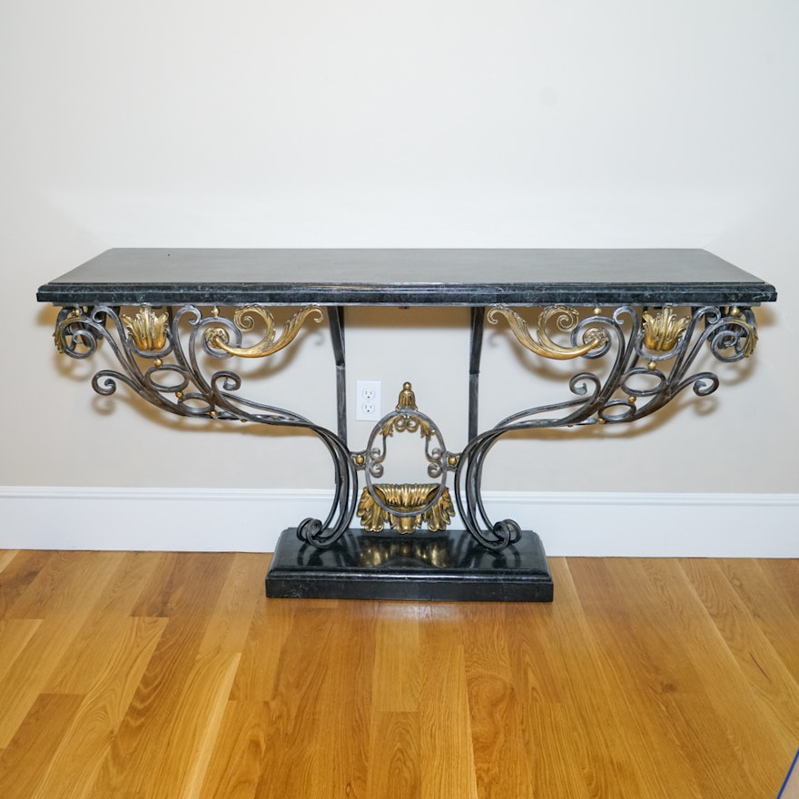 Marble and Metal Console Table