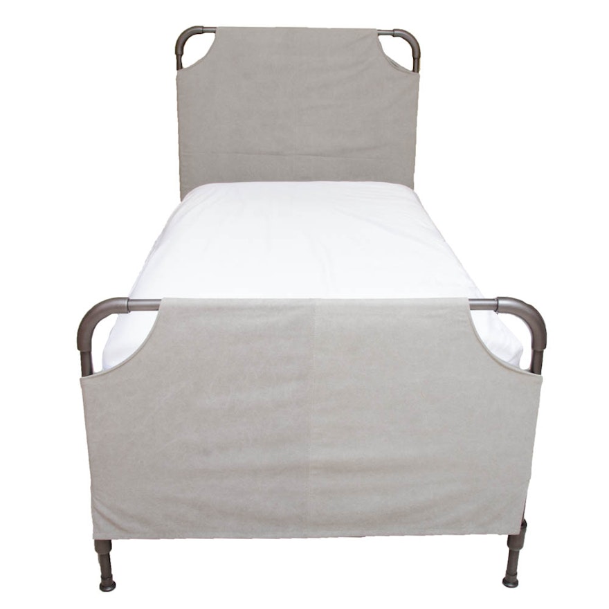 Restoration Hardware Metal and Cloth Twin Bed Frame