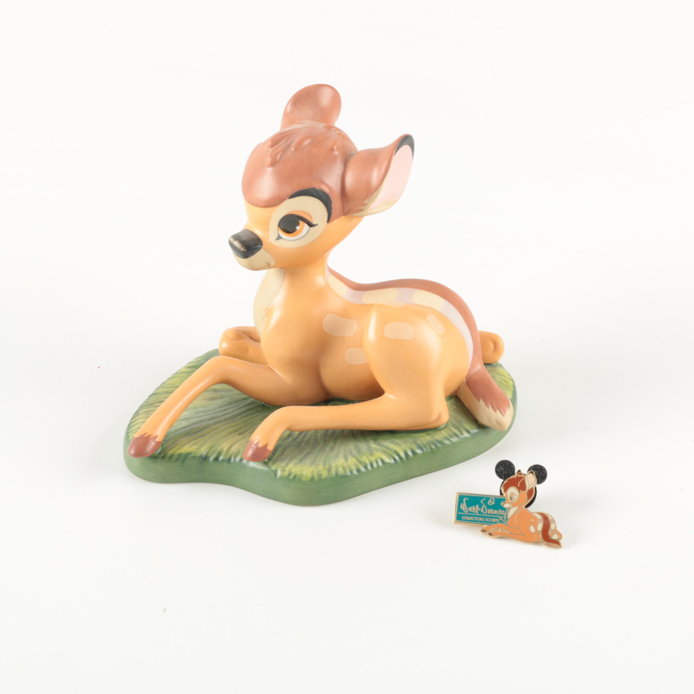 2004 Disney "Bambi" Ceramic Figurine and Pin