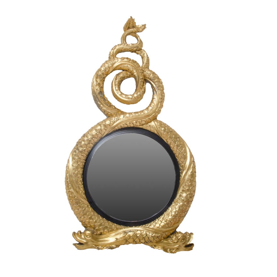 Regency Style Gold-Toned Serpent Wall Mirror