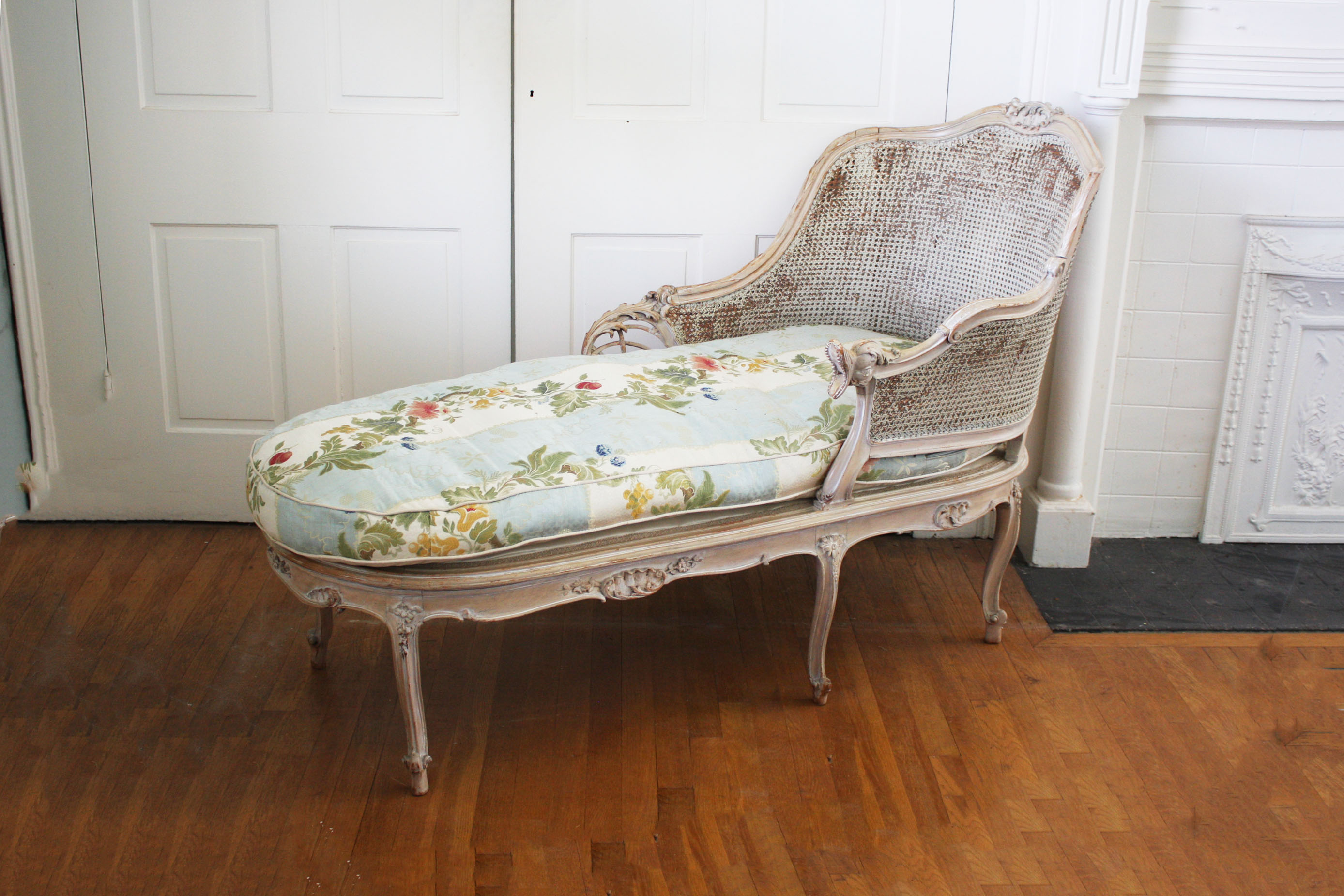 Louis XV Style Cane Back Chaise Lounge