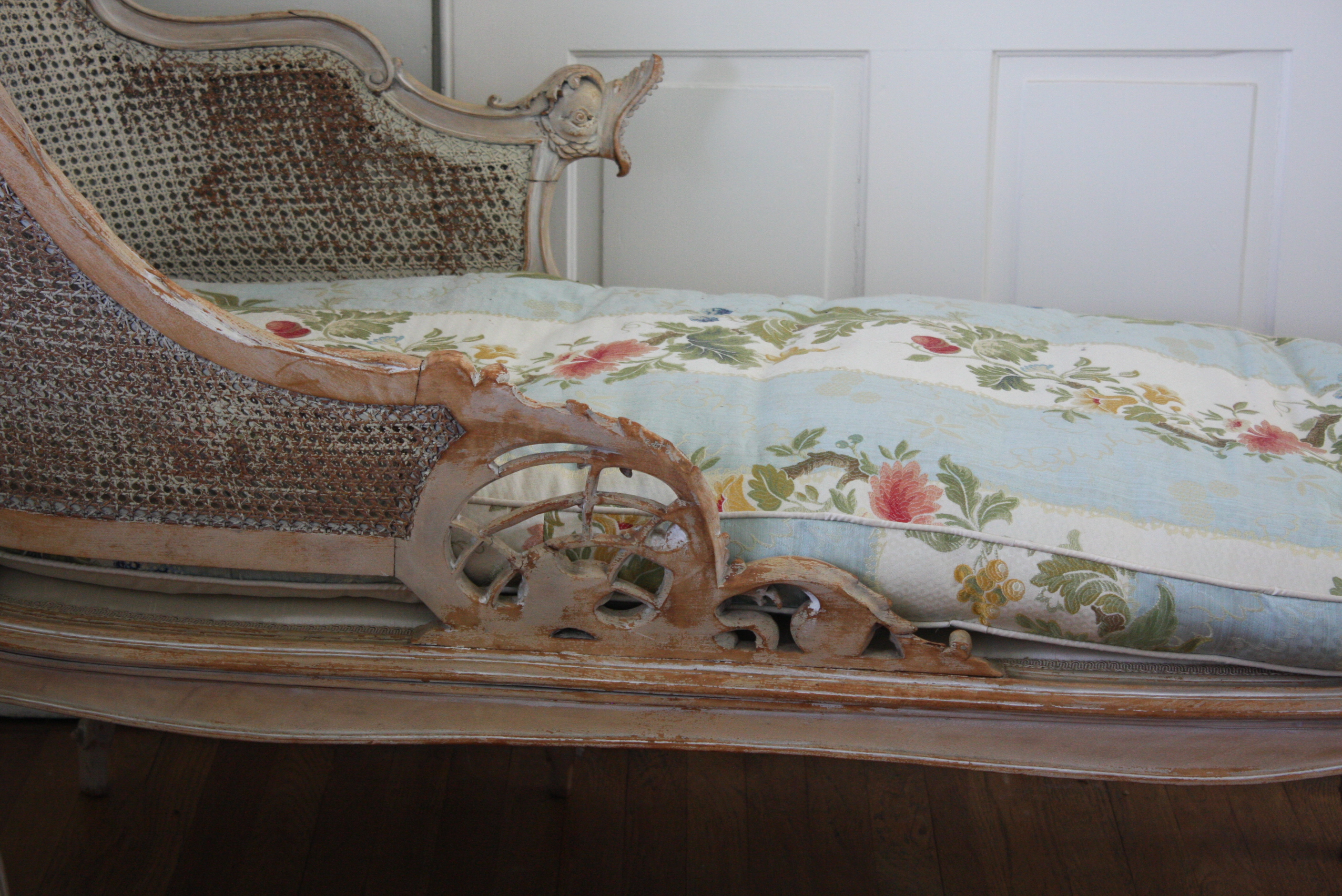 Louis XV Style Cane Back Chaise Lounge