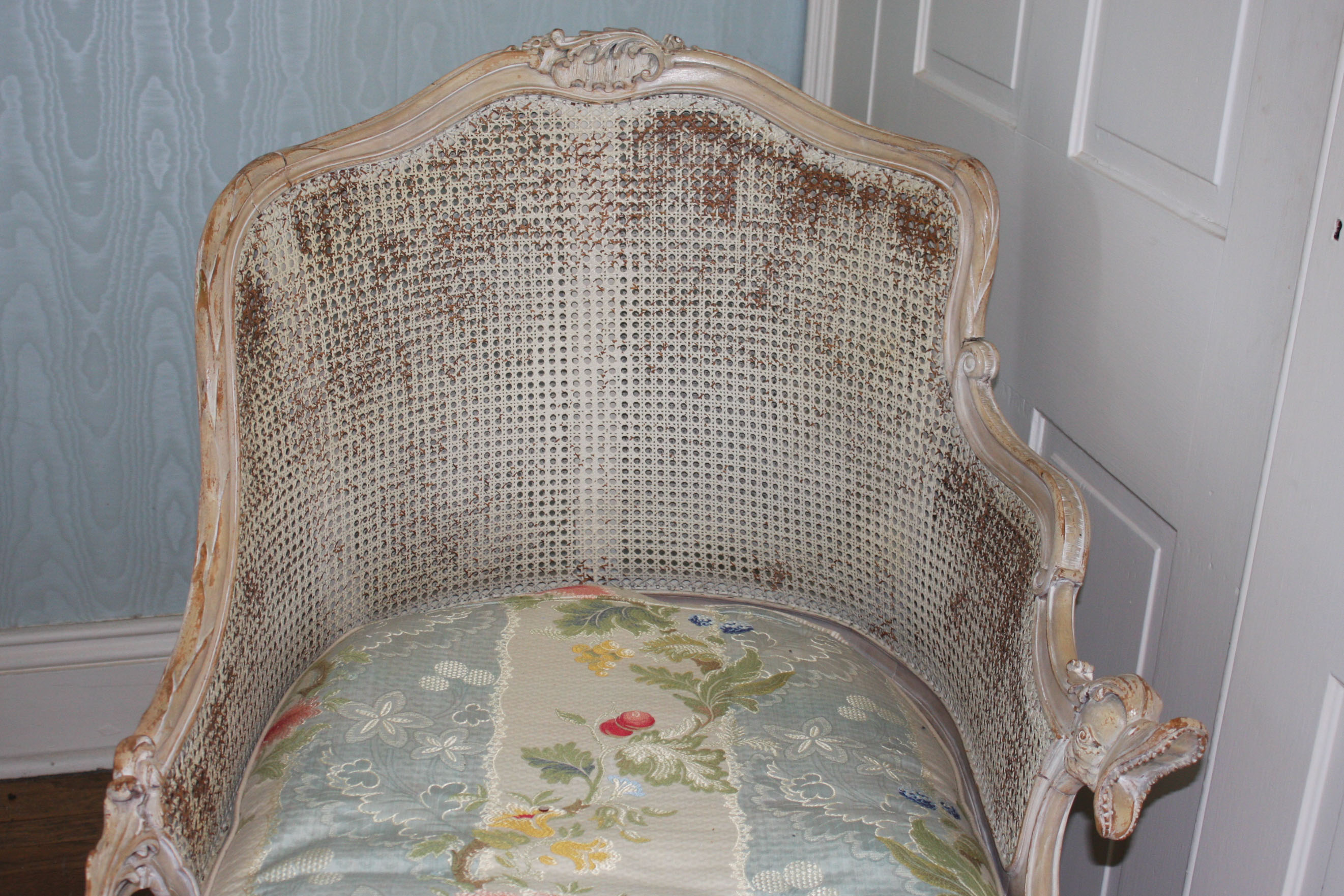 Louis XV Style Cane Back Chaise Lounge