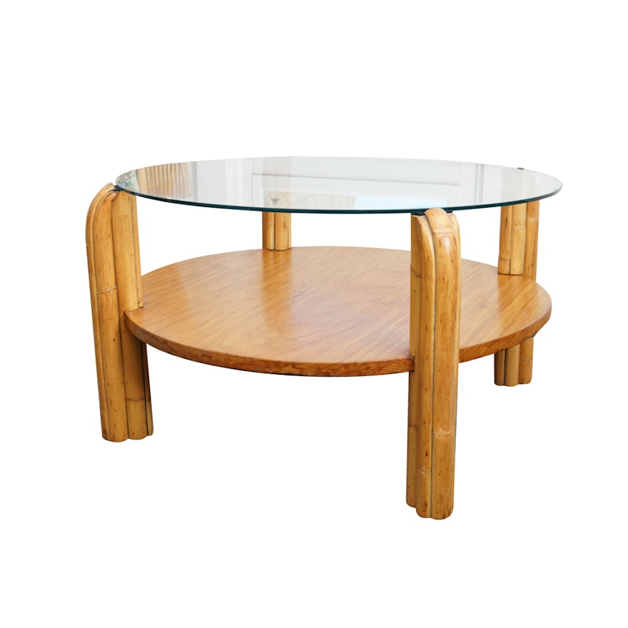 Glass Top Bamboo Style Coffee Table