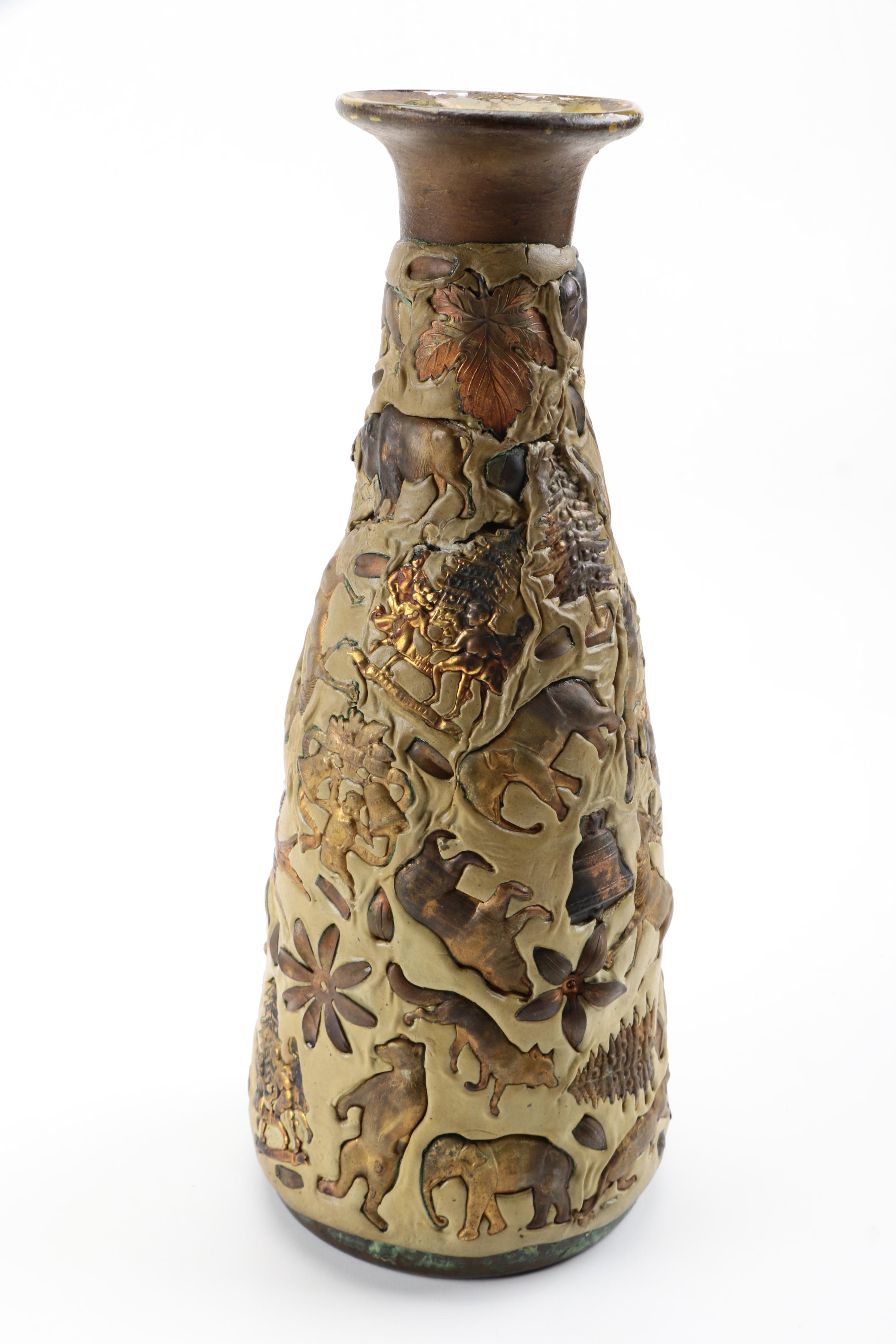 Ceramic Vase With Animal Surface Motif