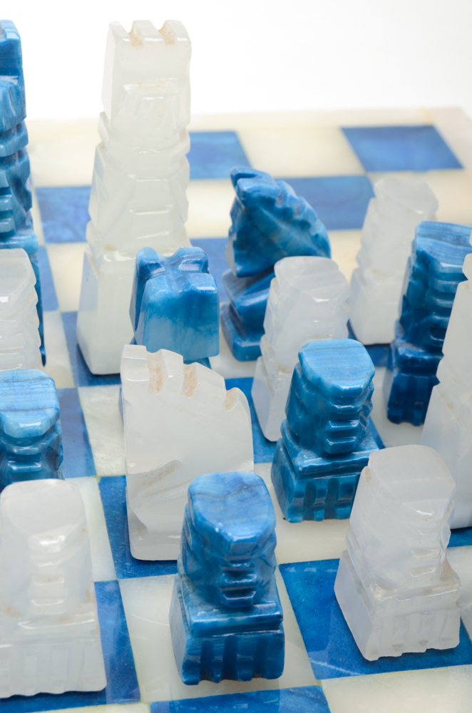 Carved Agate Chess Set
