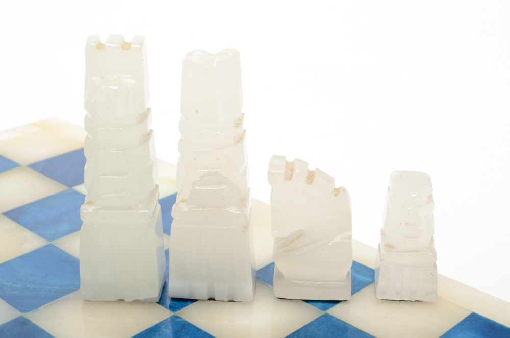 Carved Agate Chess Set